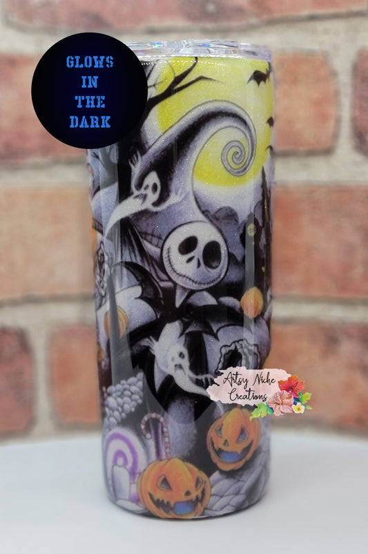 20 oz Glow-in-the-Dark Blue Nightmare Before Christmas Epoxy Tumbler