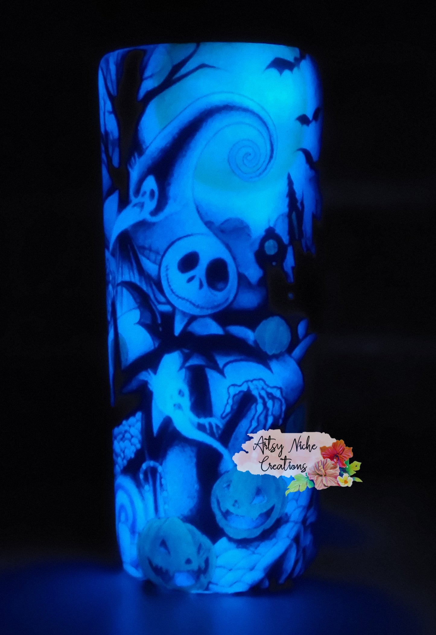 20 oz Glow-in-the-Dark Blue Nightmare Before Christmas Epoxy Tumbler