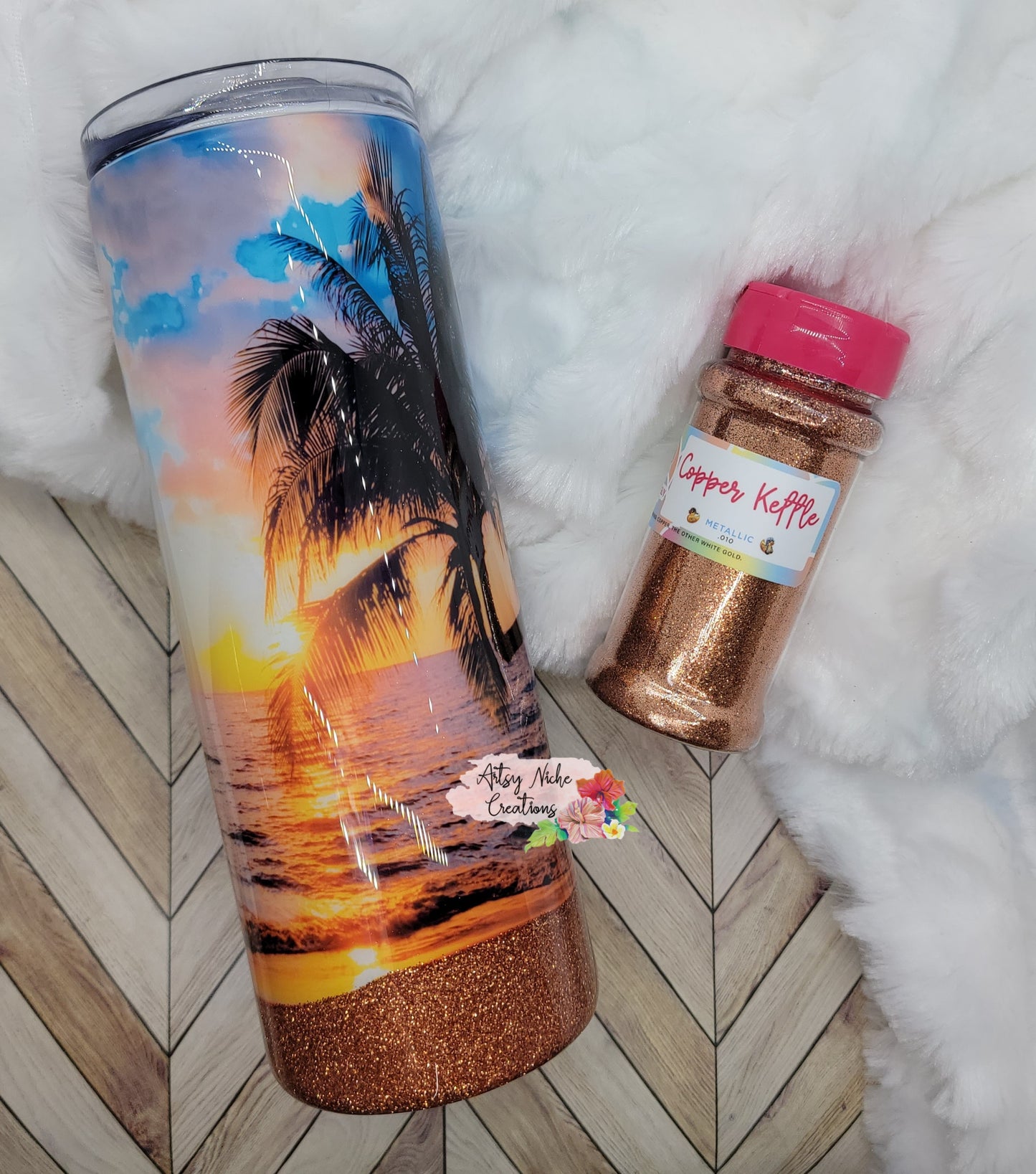 20 oz Palm Tree Golden Sunset Epoxy Tumbler
