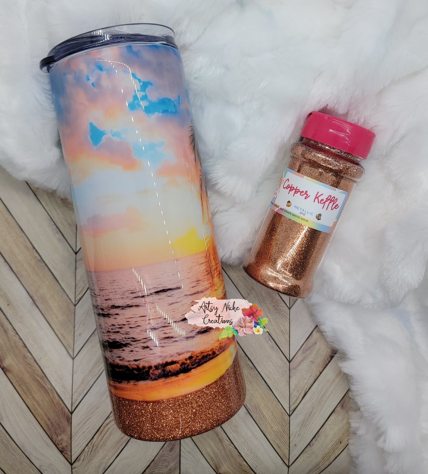 20 oz Palm Tree Golden Sunset Epoxy Tumbler