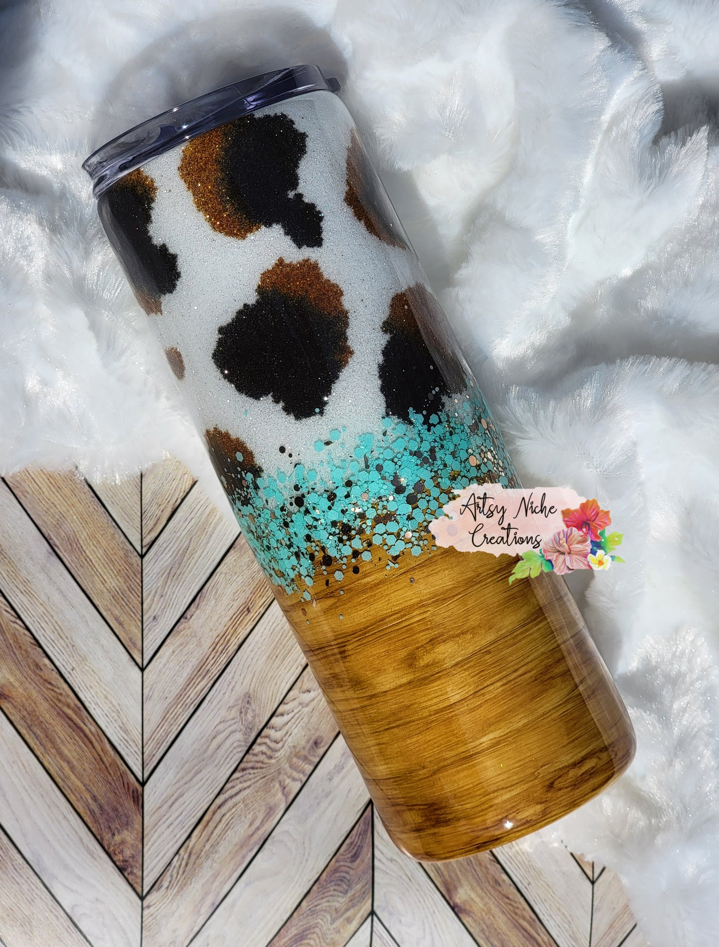 20 oz Split Cow Print Epoxy Tumbler