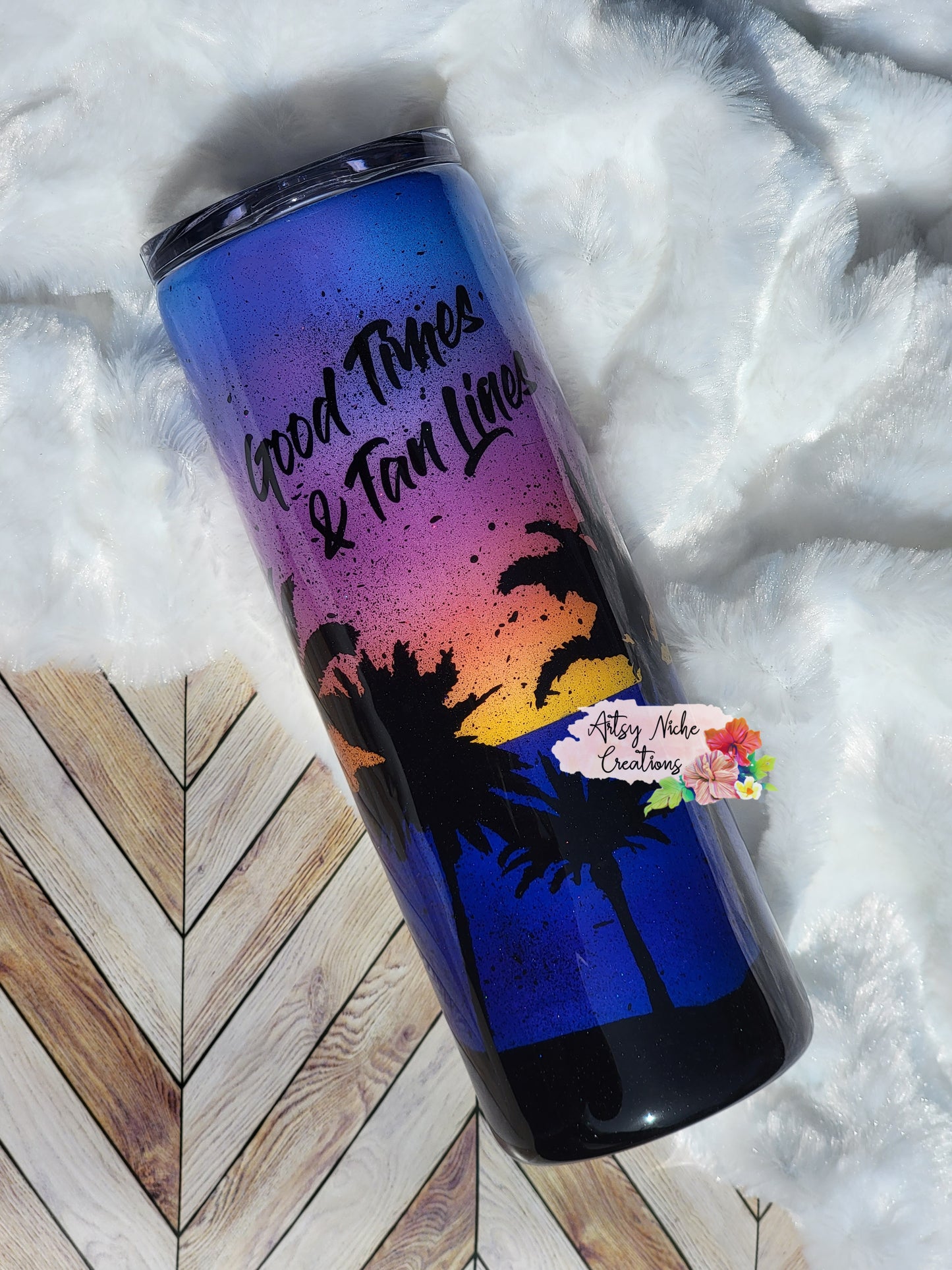 20 oz Airbrush Good Times and Tan Lines Epoxy Tumbler