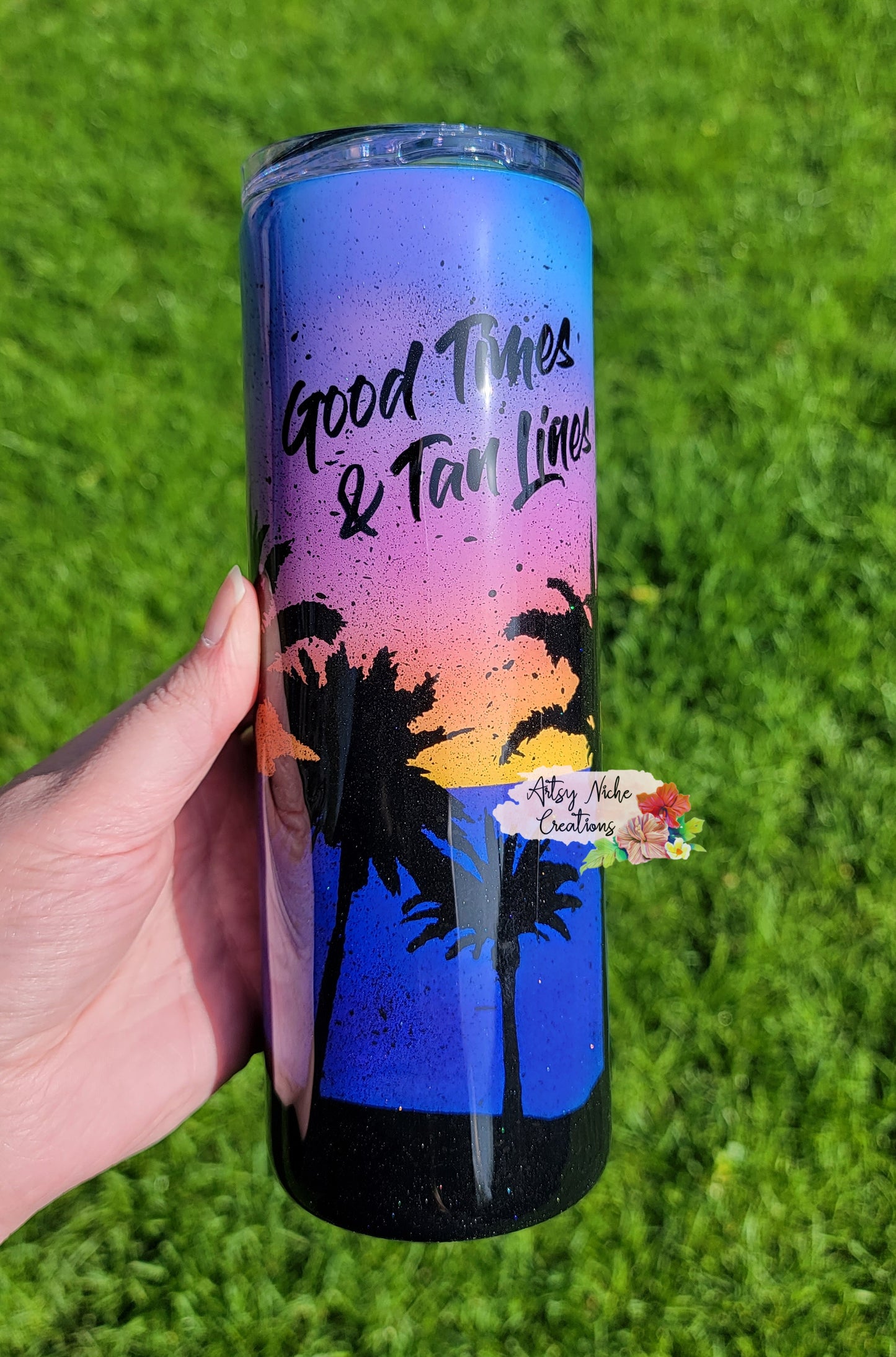 20 oz Airbrush Good Times and Tan Lines Epoxy Tumbler