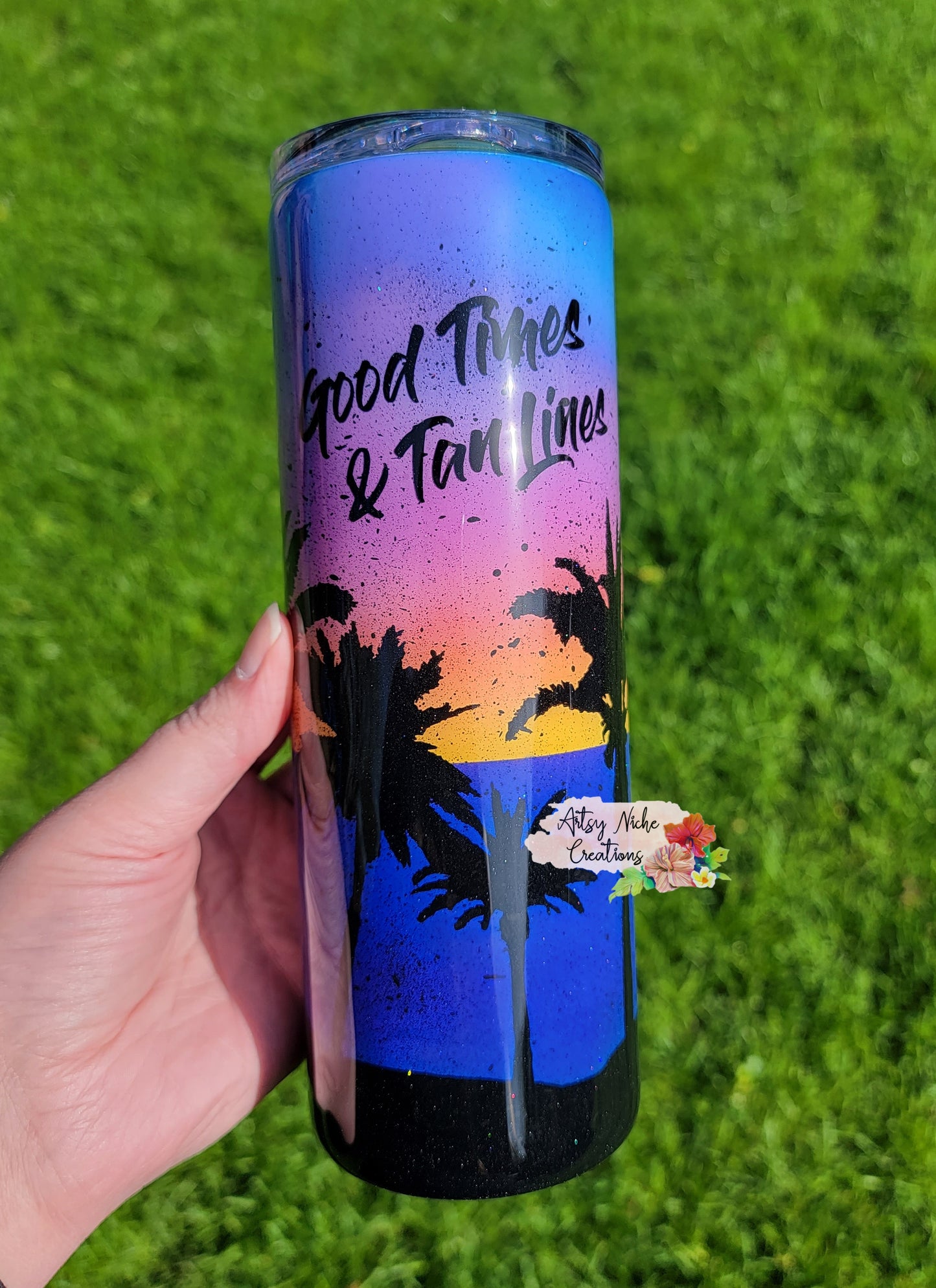 20 oz Airbrush Good Times and Tan Lines Epoxy Tumbler