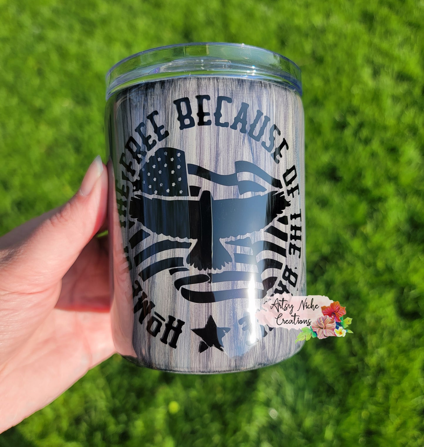 17 oz Home of the Free Because of the Brave Epoxy Tumbler