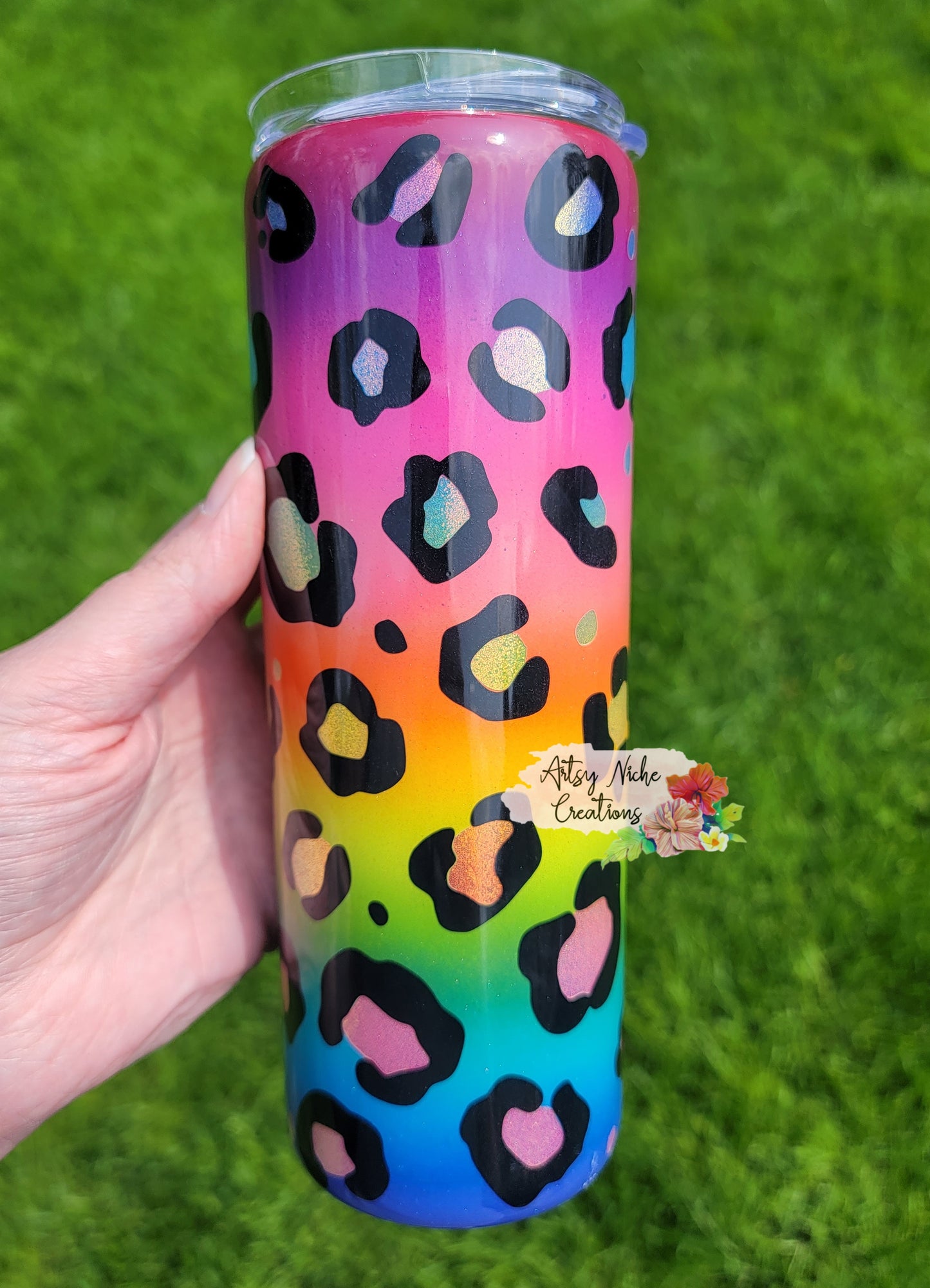 20 oz Double Airbrush Peekaboo Leopard Epoxy Tumbler