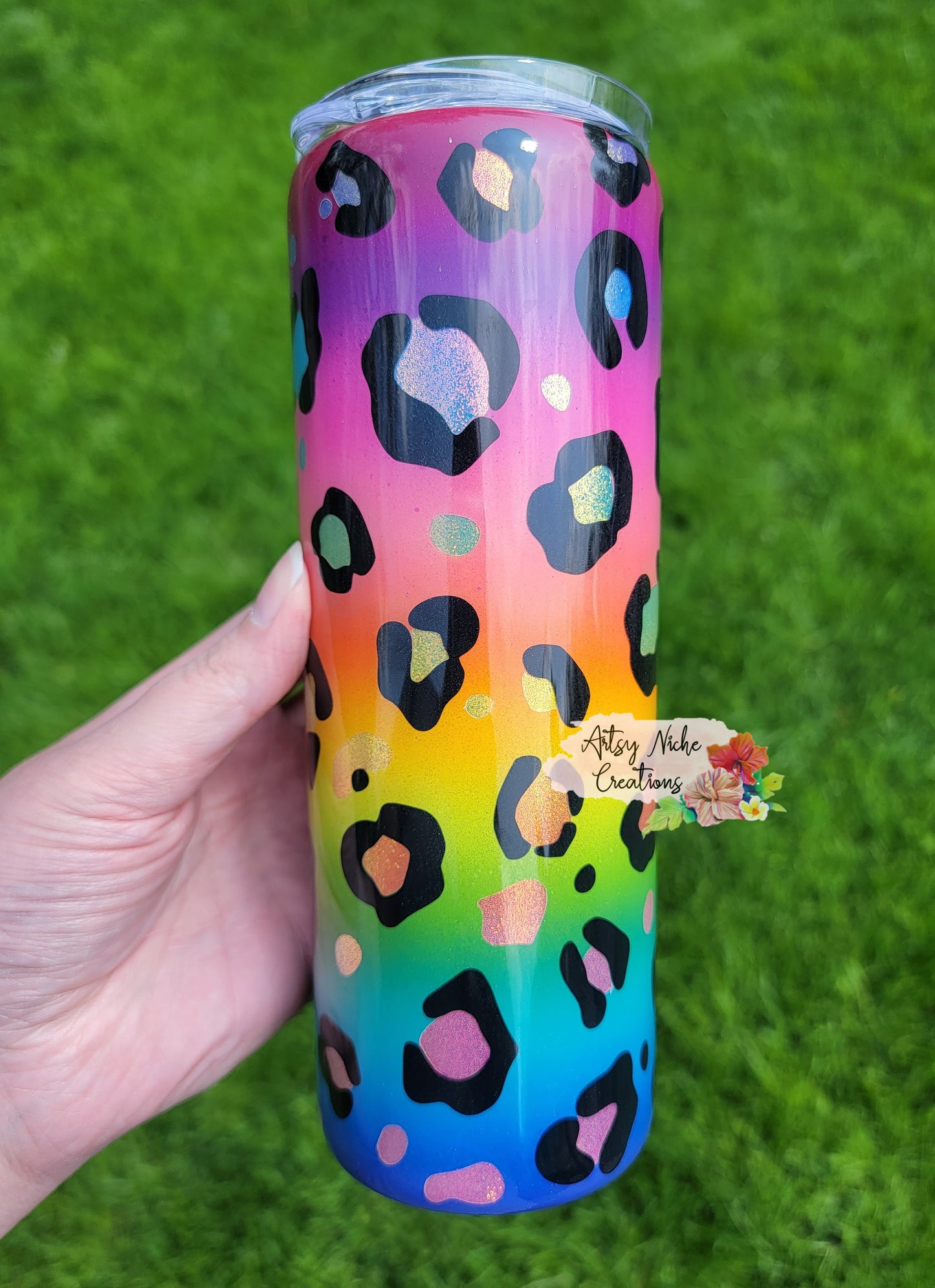 20 oz Double Airbrush Peekaboo Leopard Epoxy Tumbler