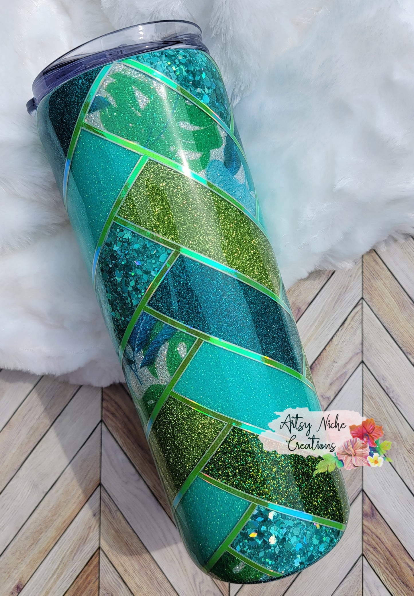 20 oz Skinny Tropical Herringbone Epoxy Tumbler Set