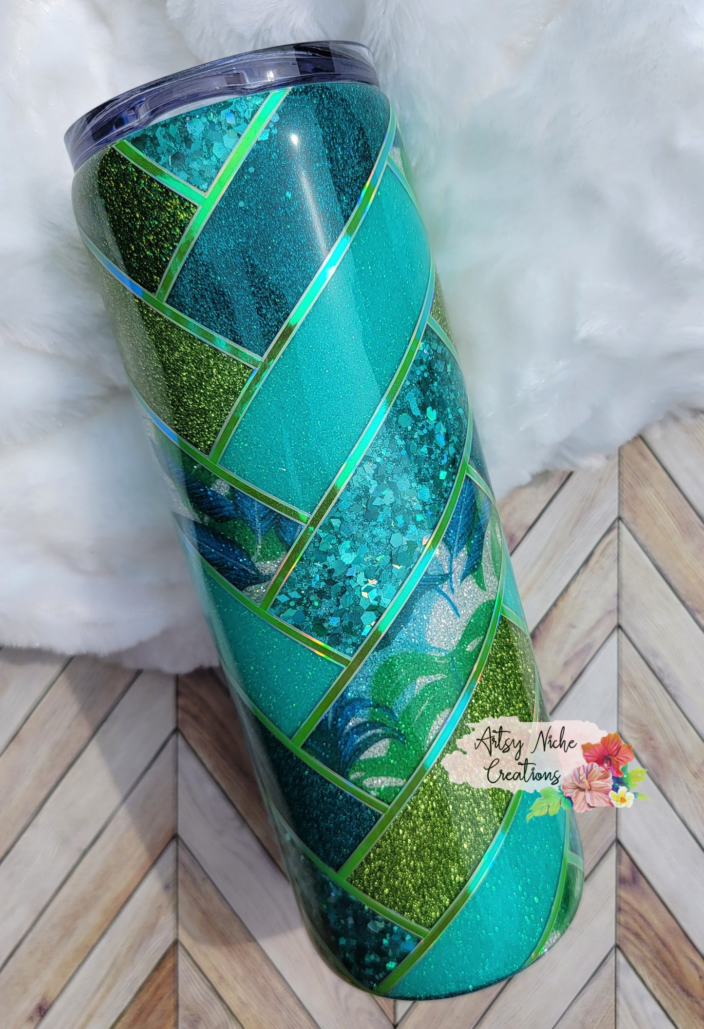 20 oz Skinny Tropical Herringbone Epoxy Tumbler Set