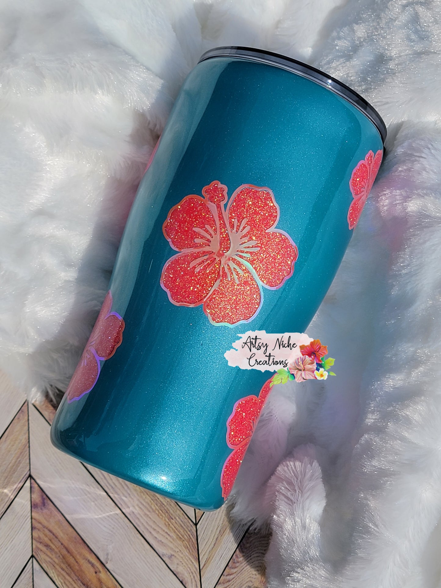 20 oz Modern Curve Hibiscus Peekaboo Epoxy Tumbler