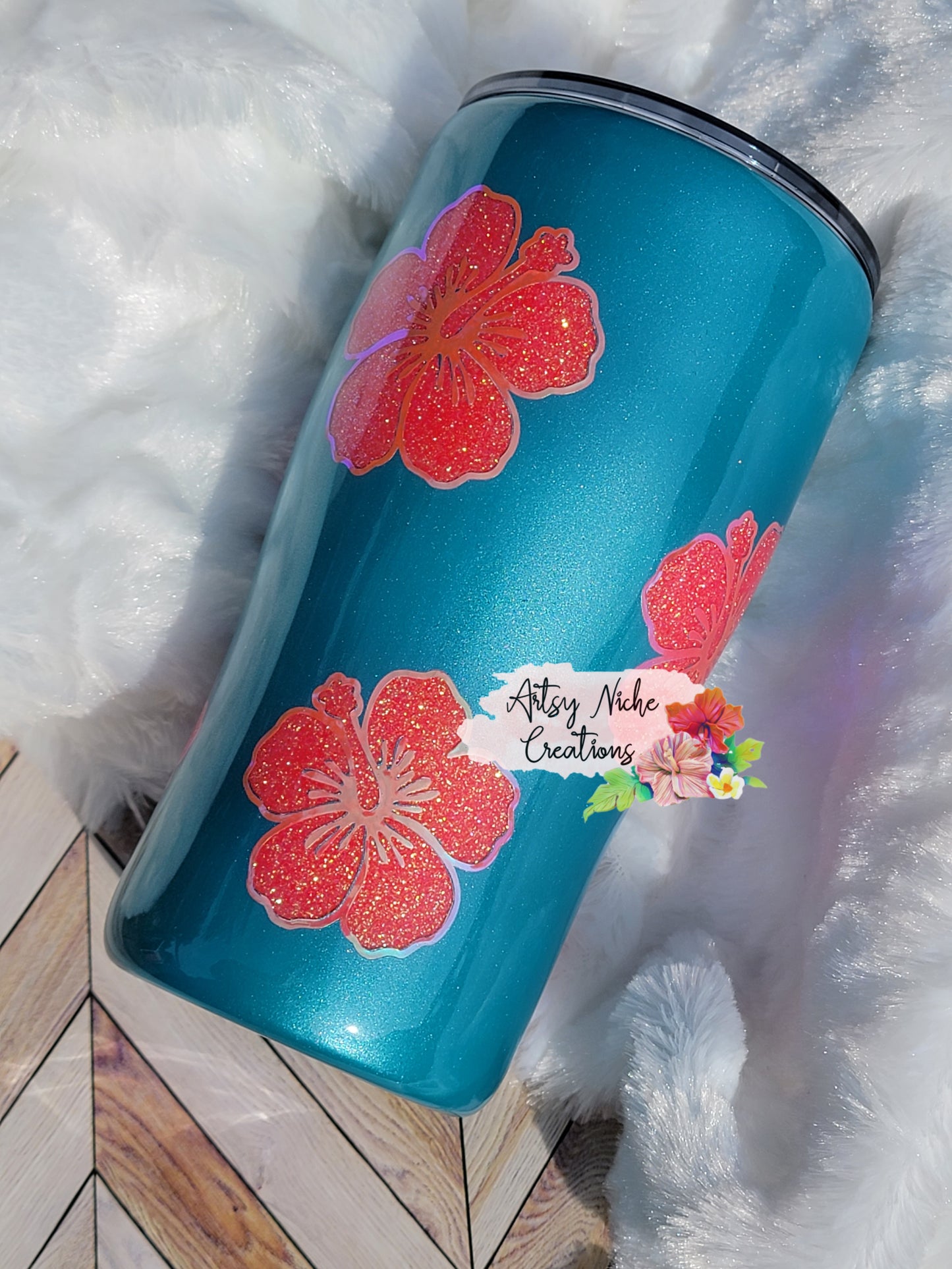 20 oz Modern Curve Hibiscus Peekaboo Epoxy Tumbler