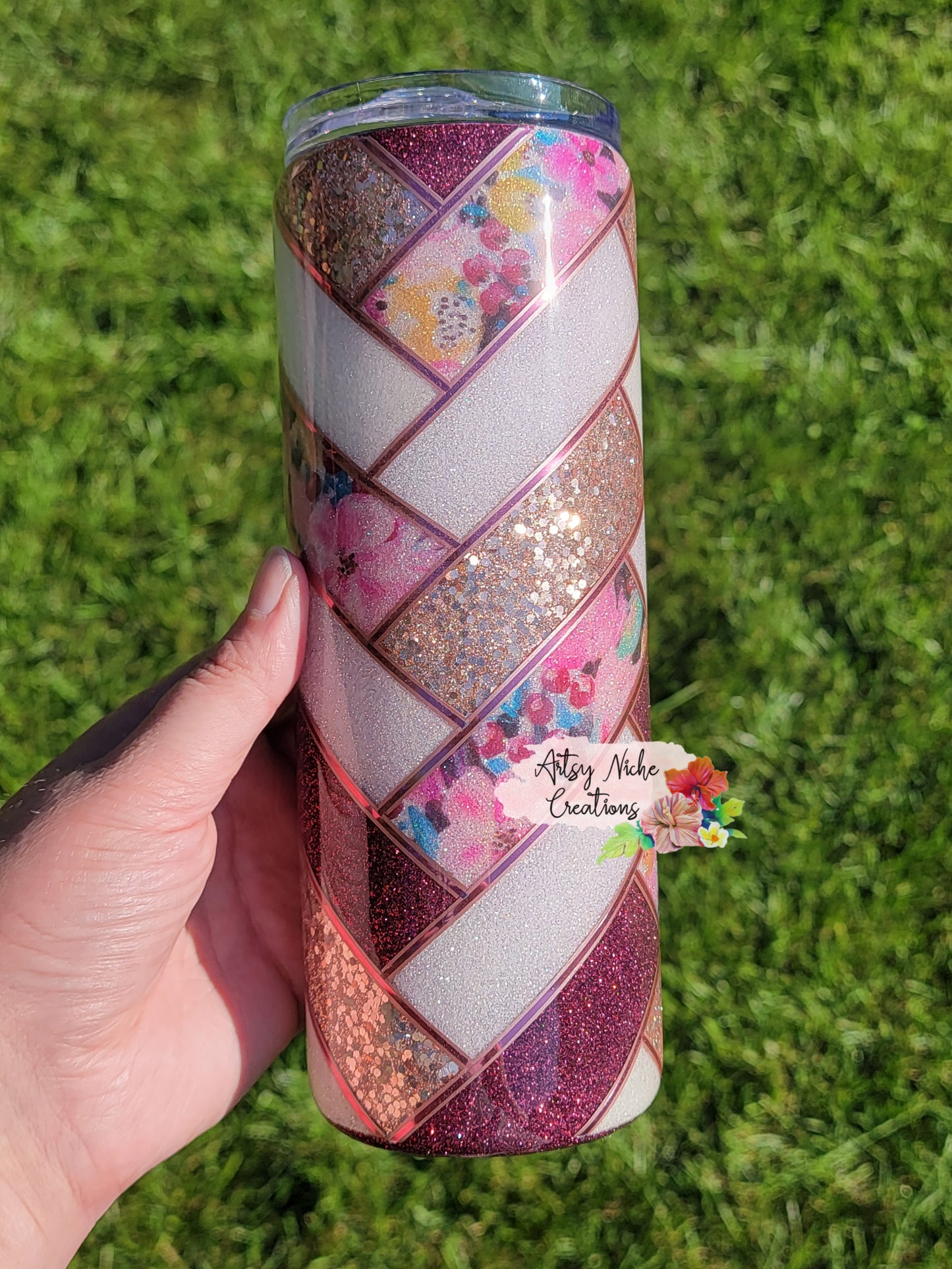 20 oz Mulberry Herringbone Epoxy Tumbler