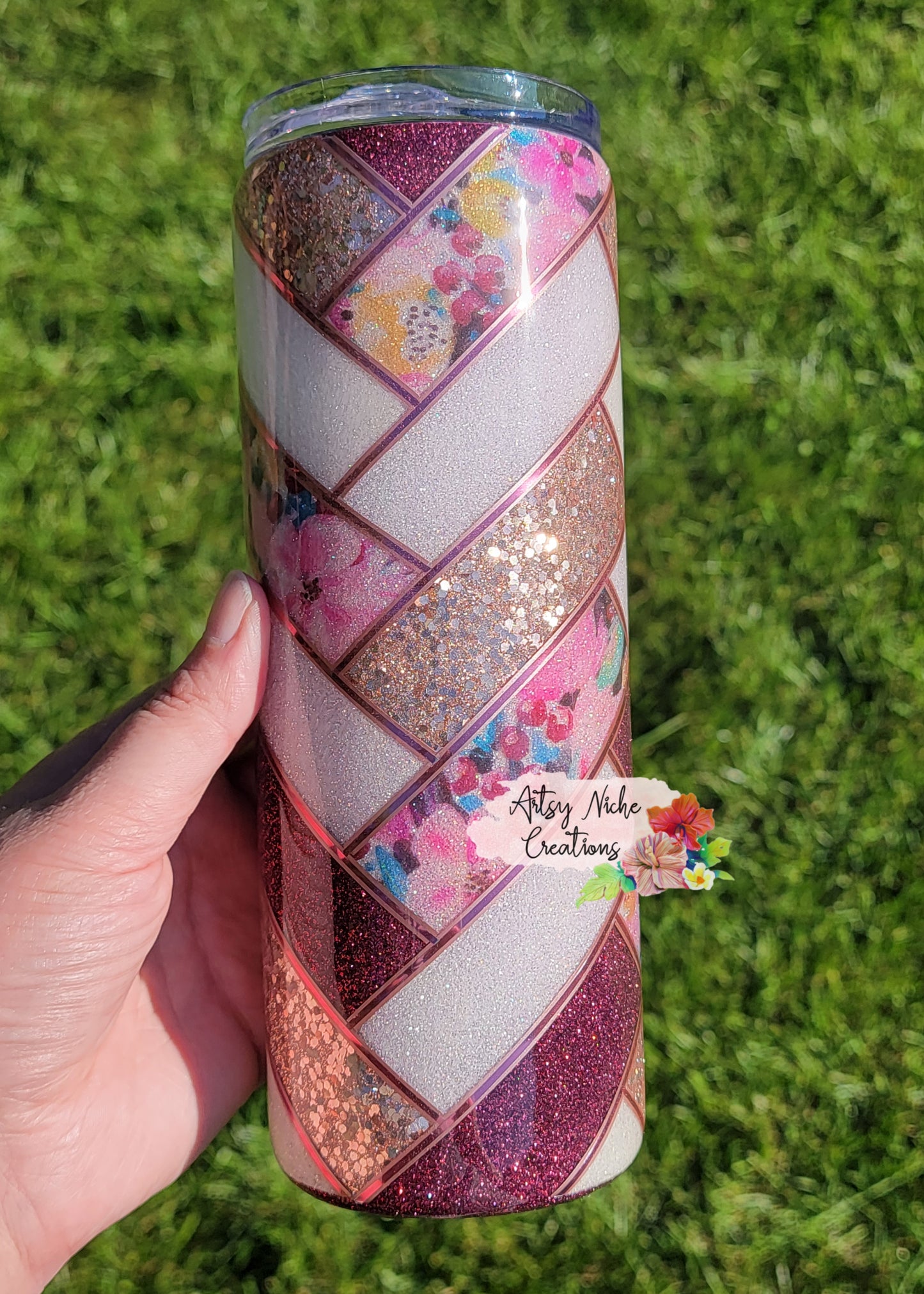 20 oz Mulberry Herringbone Epoxy Tumbler
