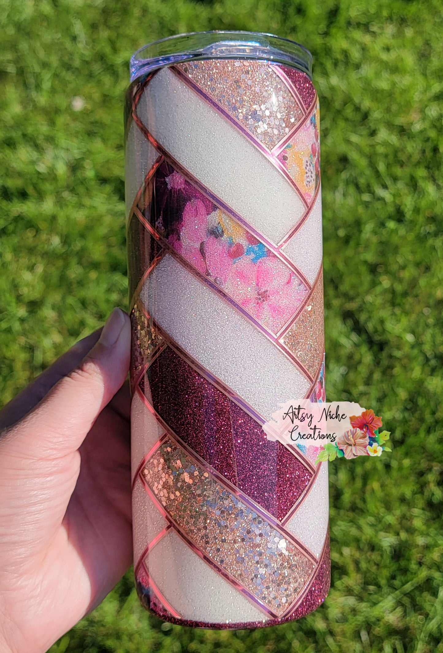 20 oz Mulberry Herringbone Epoxy Tumbler