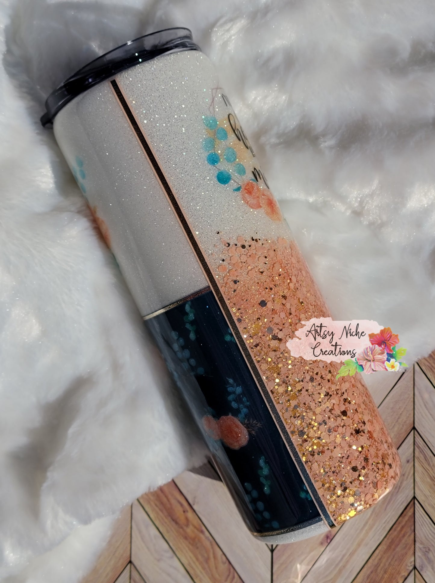 20 oz Peach Floral I've Got A Good Heart Split Epoxy Tumbler