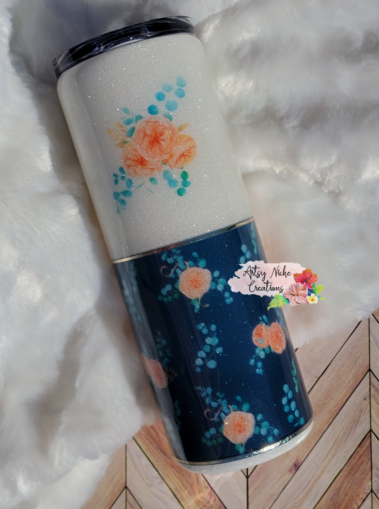 20 oz Peach Floral I've Got A Good Heart Split Epoxy Tumbler