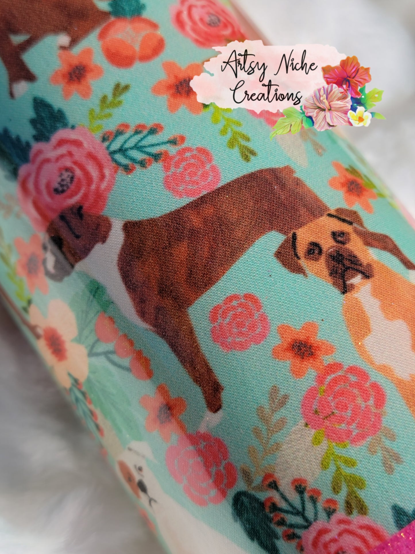 20 oz Boxer Dog Flower Print Epoxy Tumbler