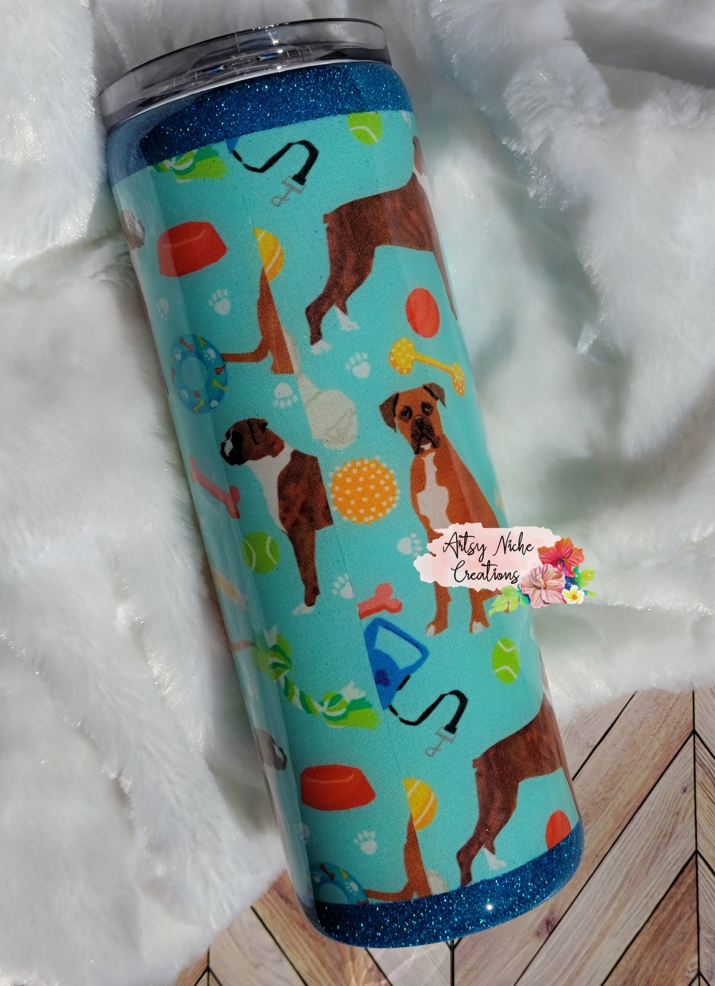 20 oz Boxer Dog Toy Print Epoxy Tumbler