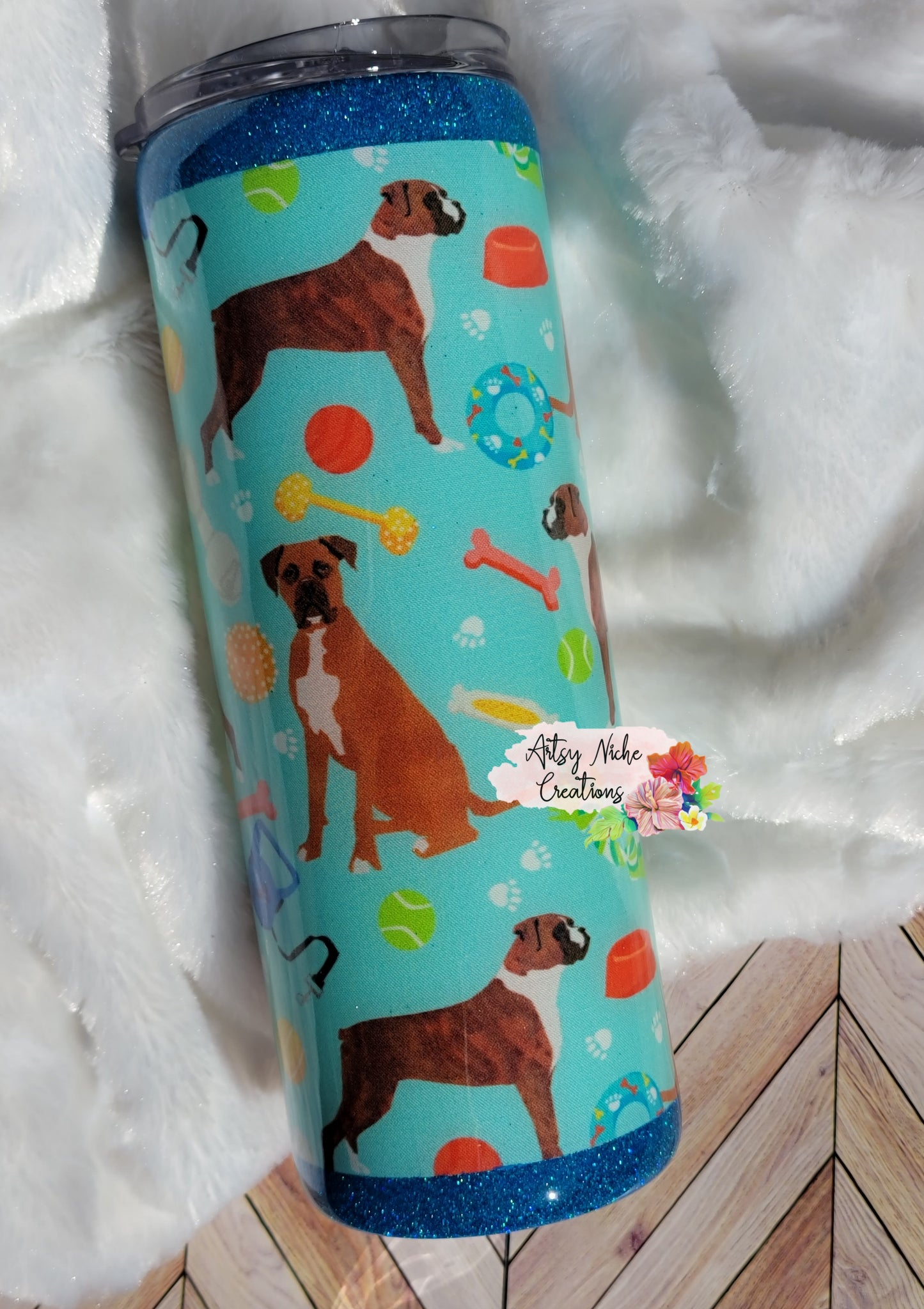 20 oz Boxer Dog Toy Print Epoxy Tumbler