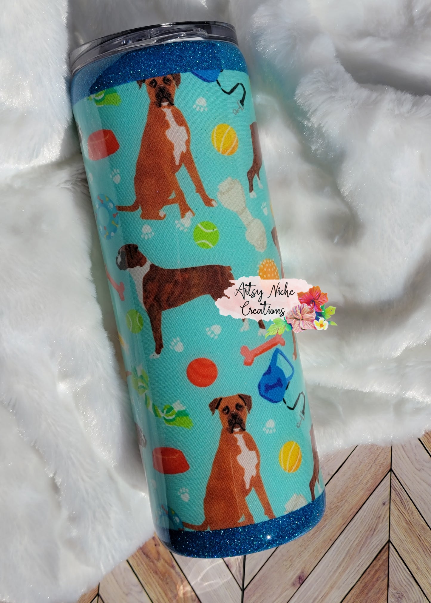 20 oz Boxer Dog Toy Print Epoxy Tumbler