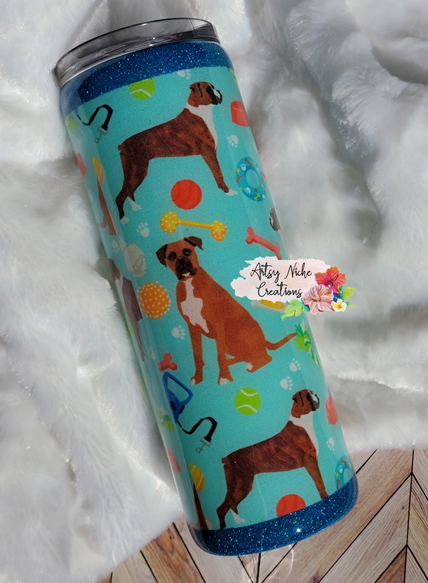 20 oz Boxer Dog Toy Print Epoxy Tumbler