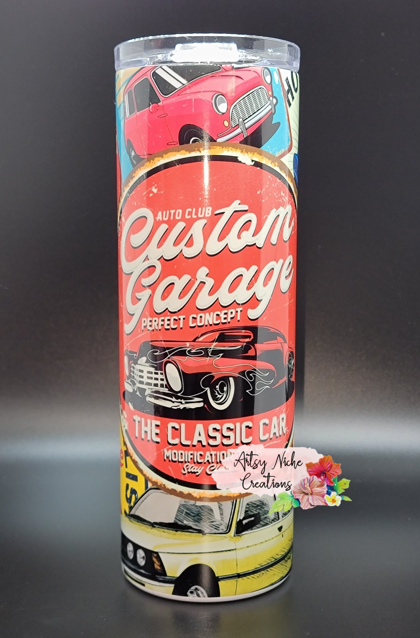 20 oz Custom Garage Classic Car Sublimation Tumbler