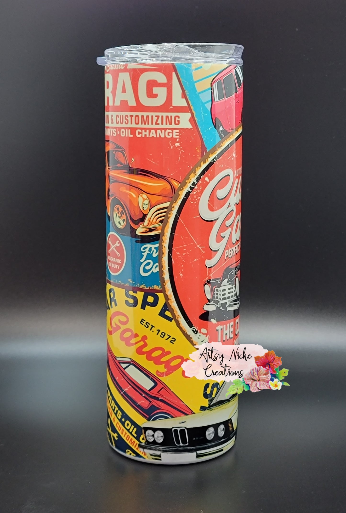 20 oz Custom Garage Classic Car Sublimation Tumbler