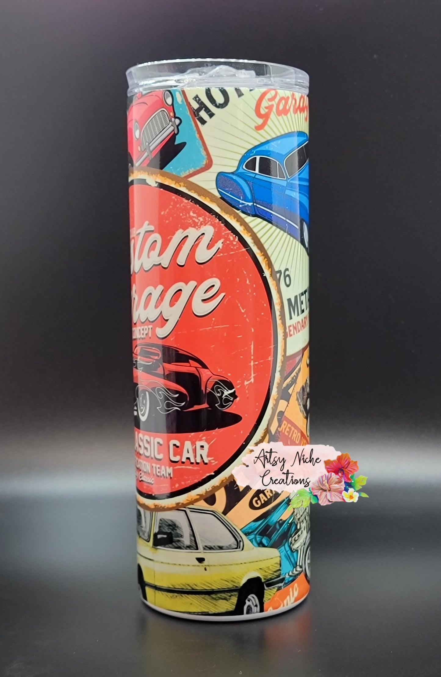 20 oz Custom Garage Classic Car Sublimation Tumbler