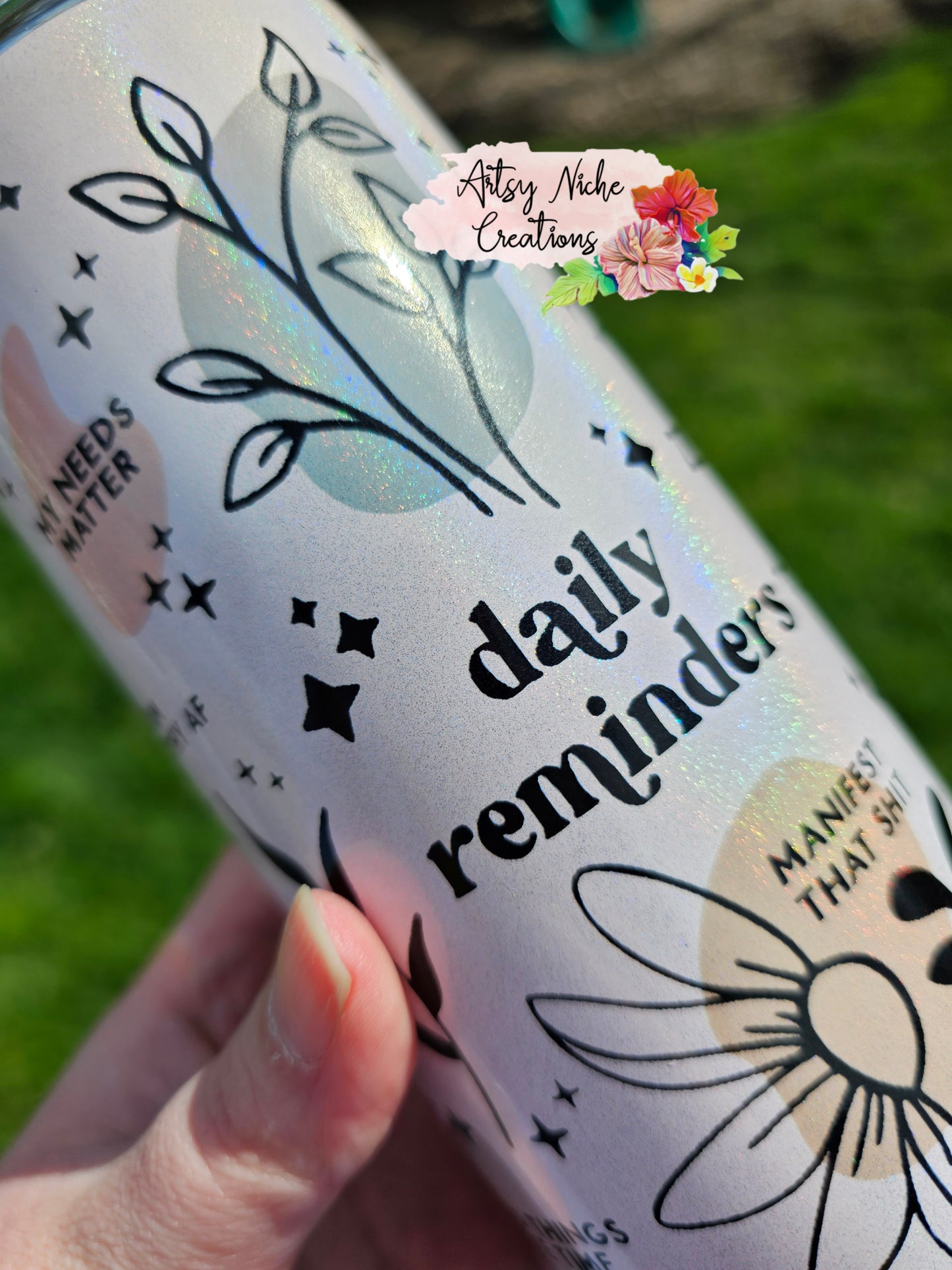 20 oz Holographic Daily Reminders Sublimation Tumbler