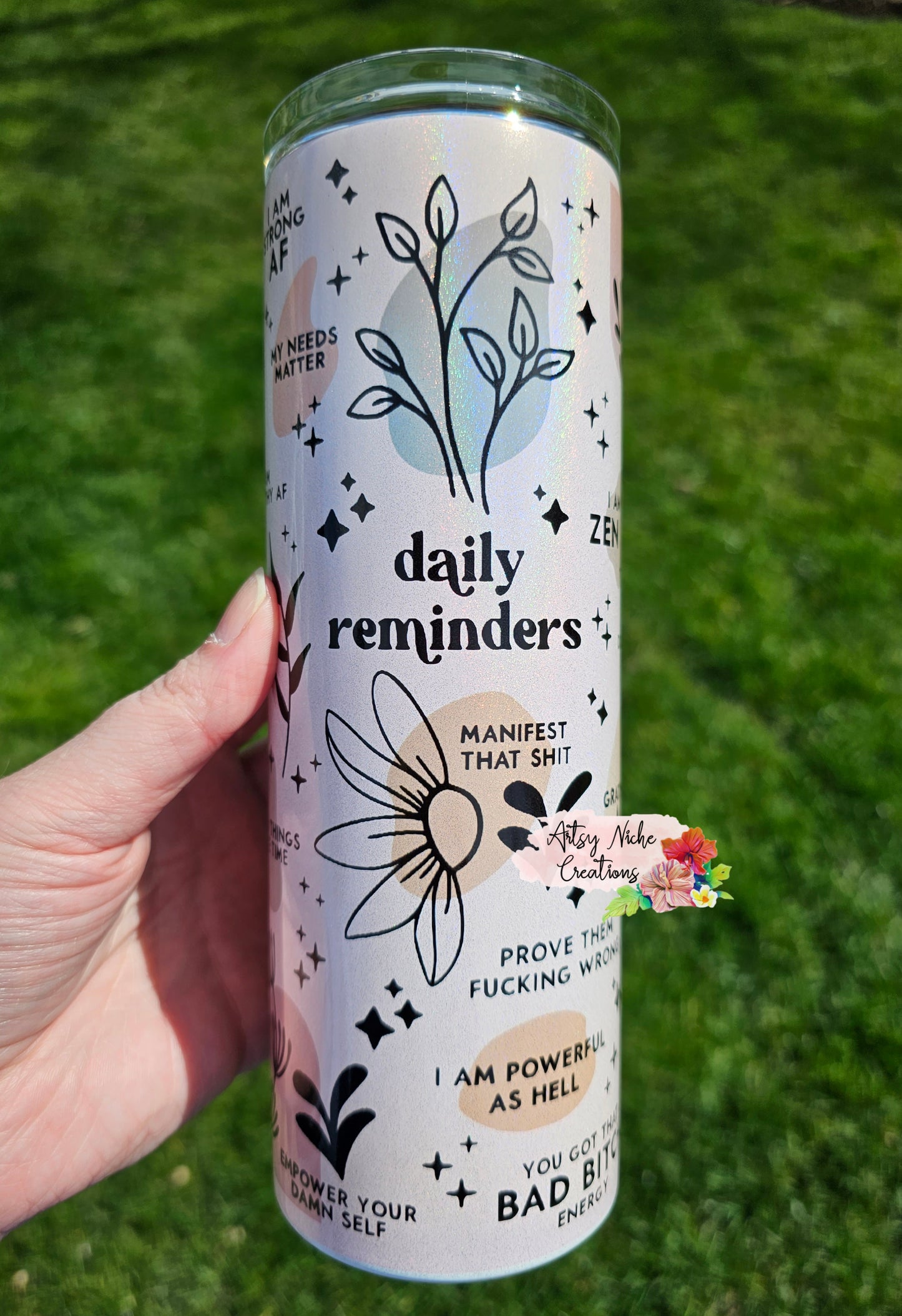 20 oz Holographic Daily Reminders Sublimation Tumbler