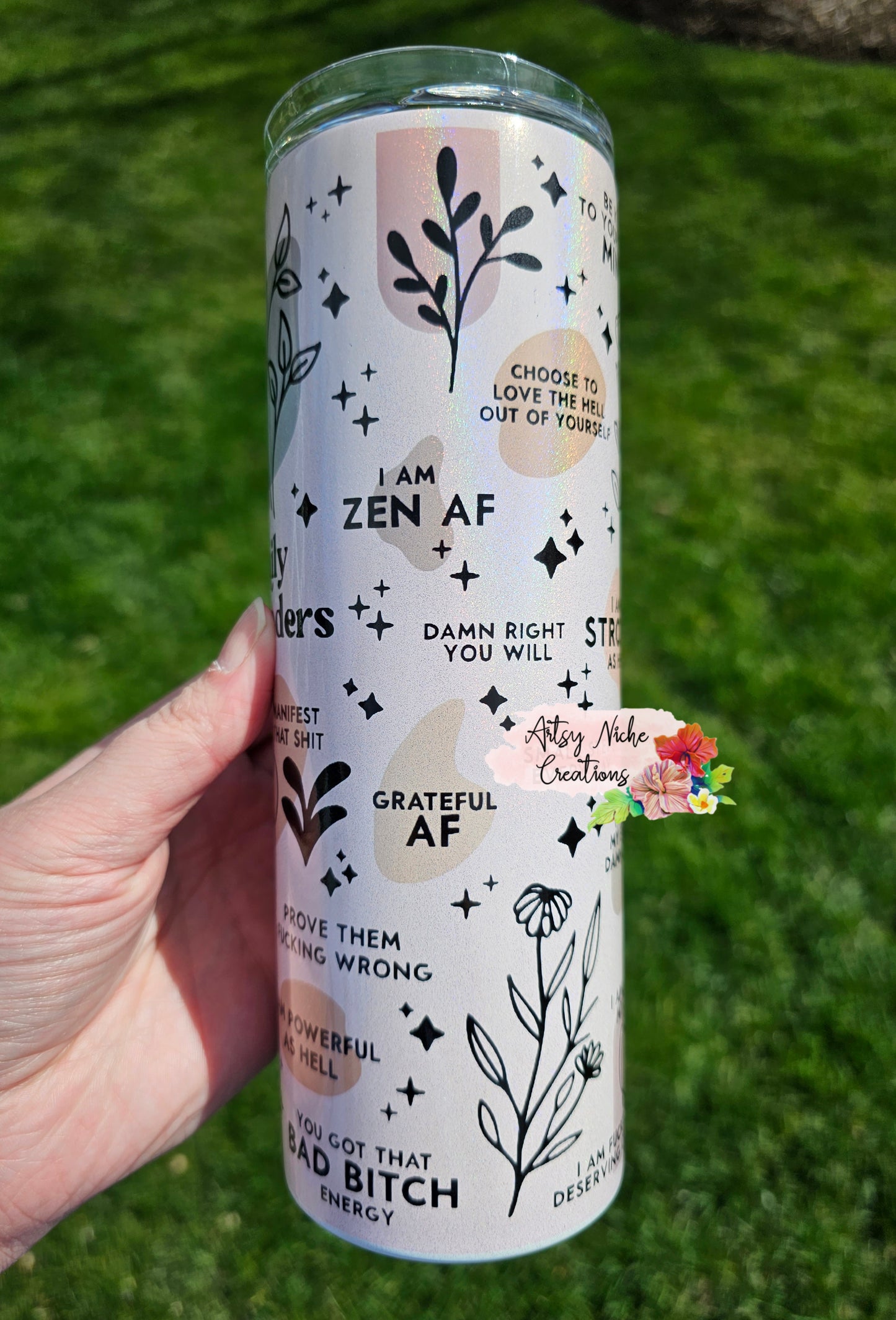 20 oz Holographic Daily Reminders Sublimation Tumbler
