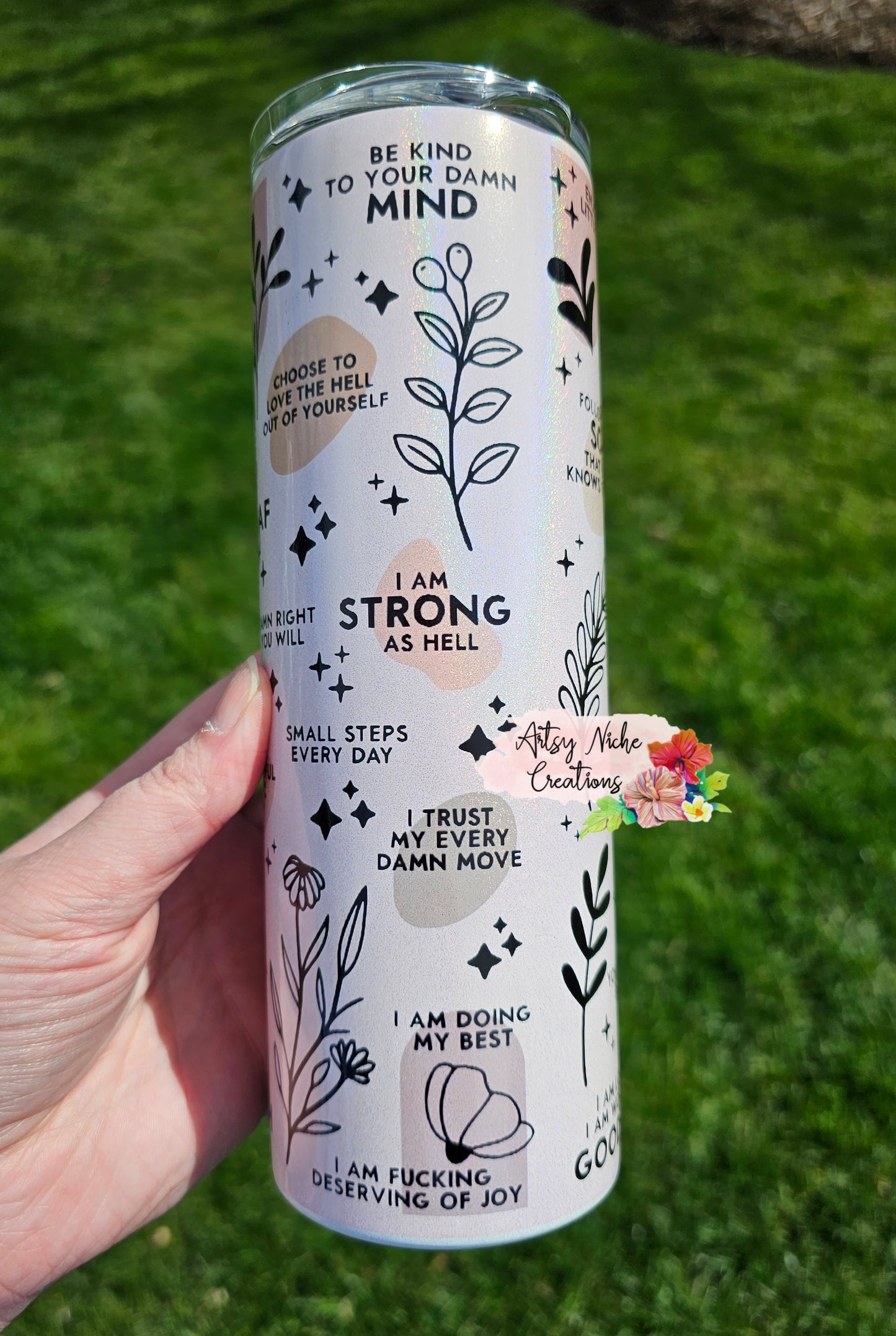 20 oz Holographic Daily Reminders Sublimation Tumbler