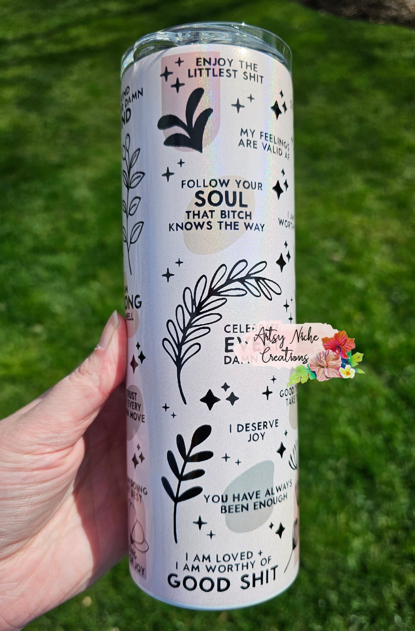 20 oz Holographic Daily Reminders Sublimation Tumbler