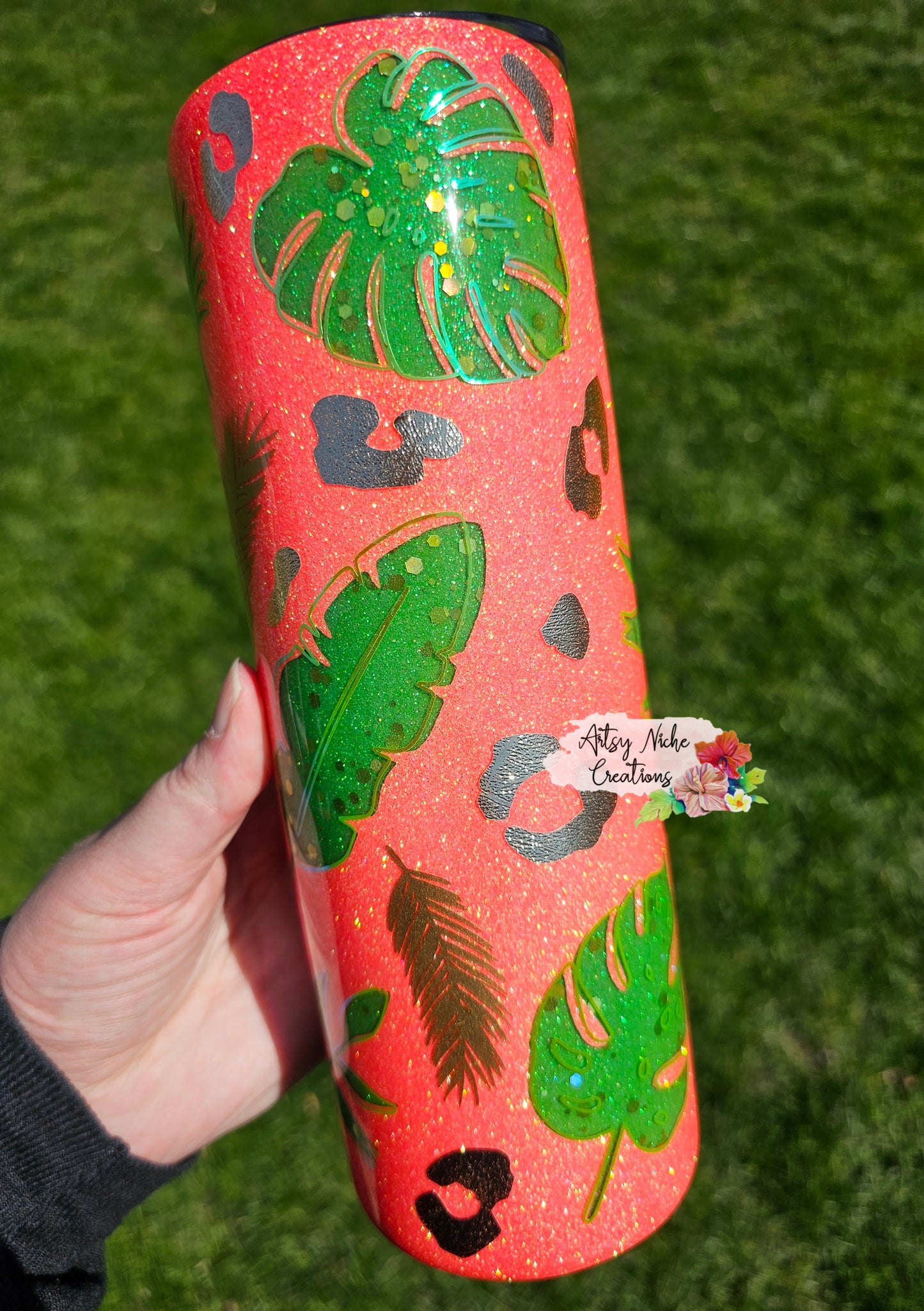30 oz Coral Tropical Double Peekaboo Epoxy Tumbler