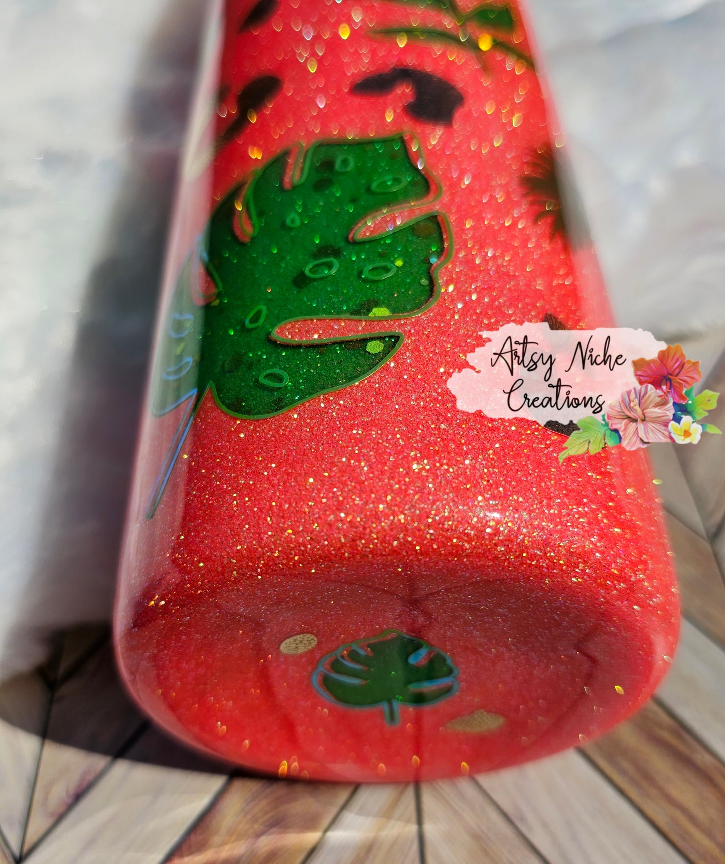 30 oz Coral Tropical Double Peekaboo Epoxy Tumbler