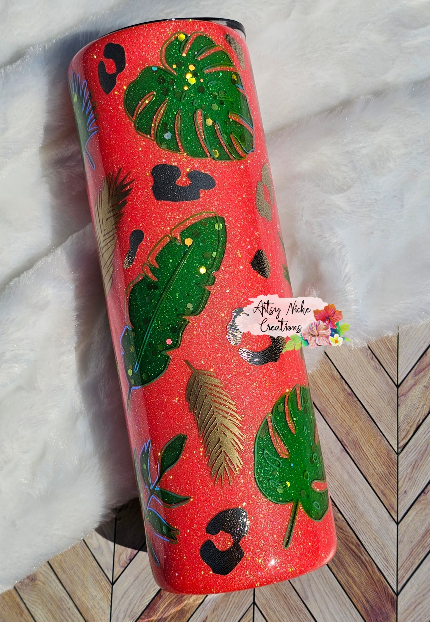 30 oz Coral Tropical Double Peekaboo Epoxy Tumbler
