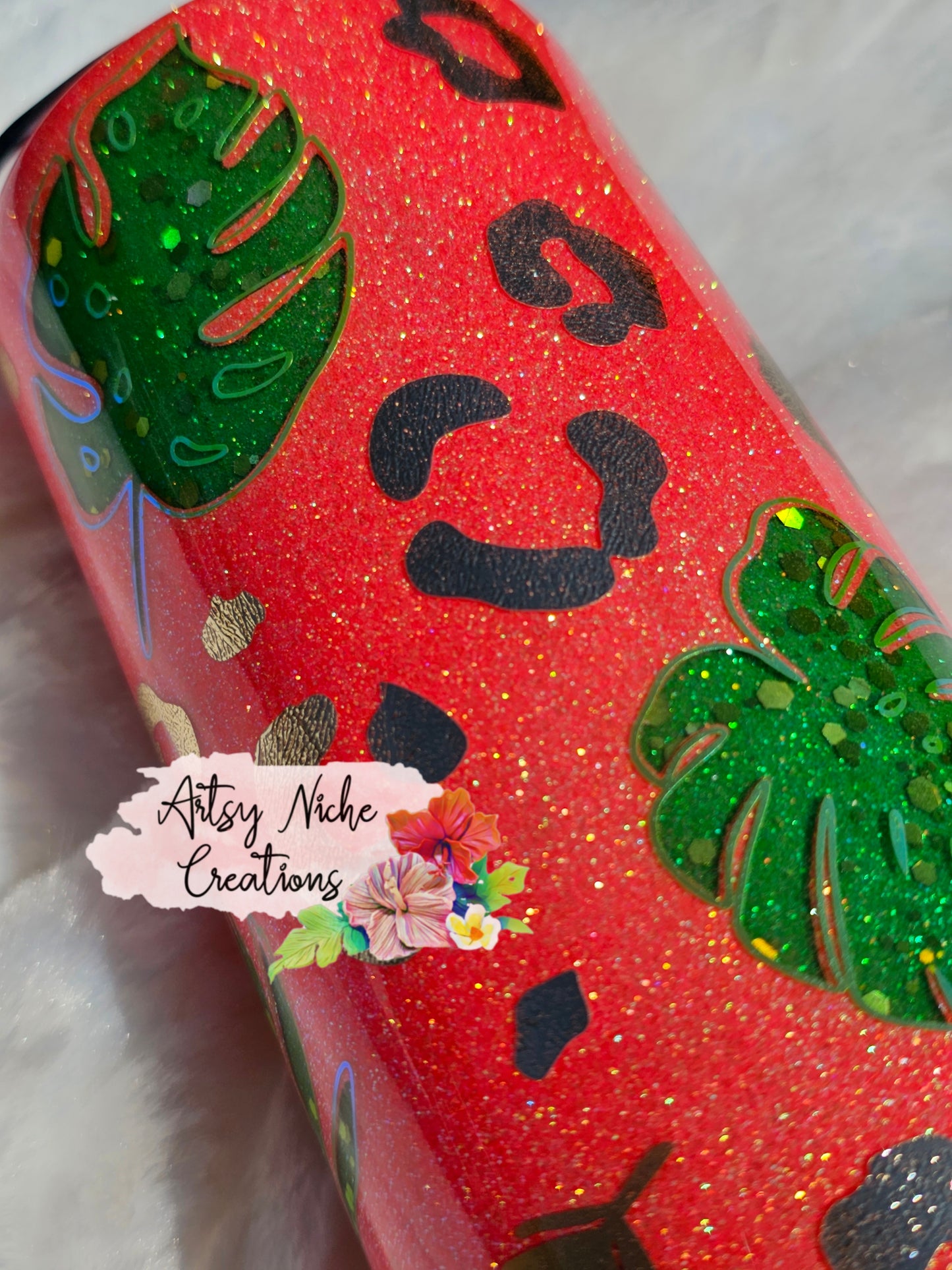 30 oz Coral Tropical Double Peekaboo Epoxy Tumbler
