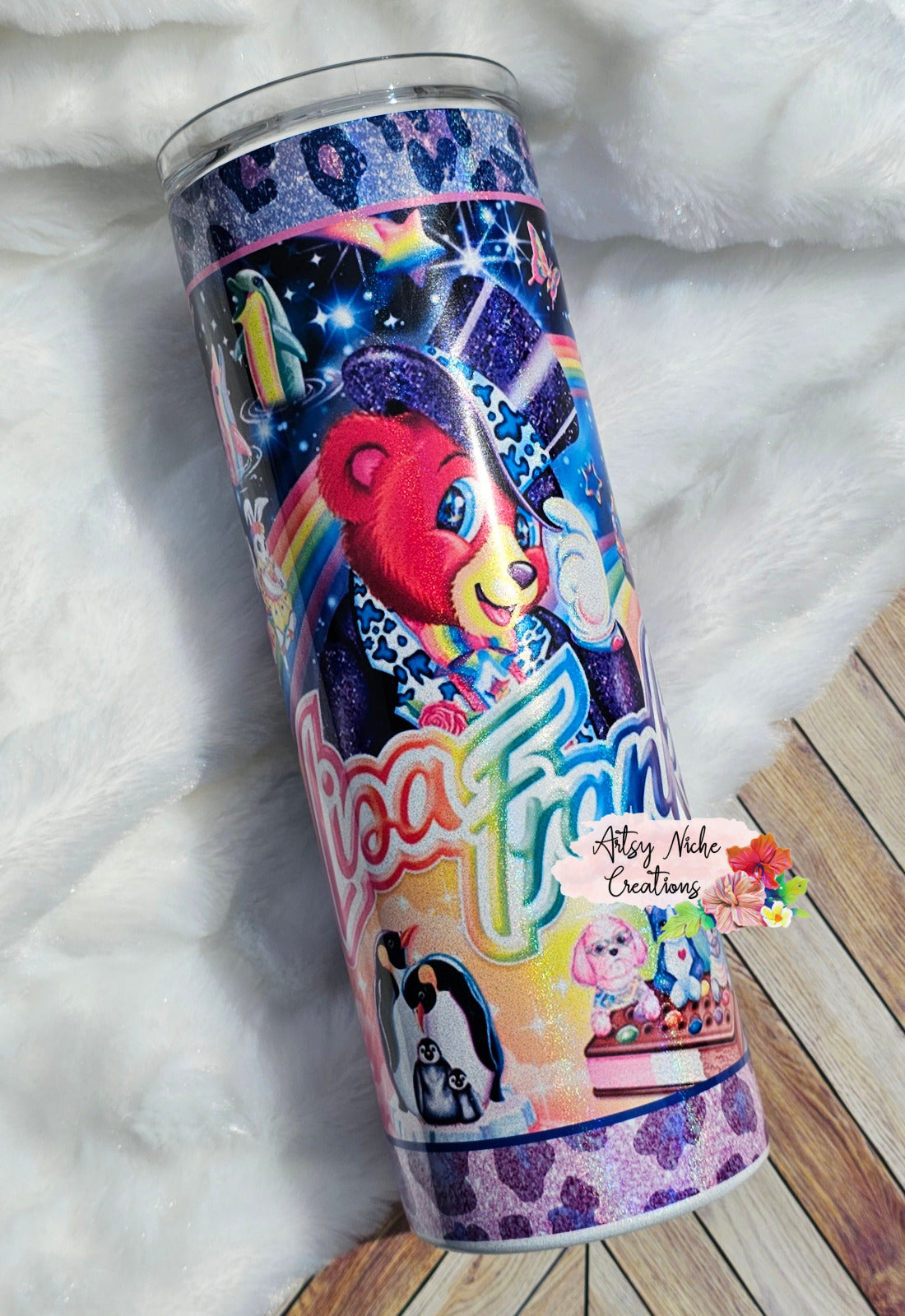 20 oz Holographic Skinny Lisa Frank Sublimation Tumbler