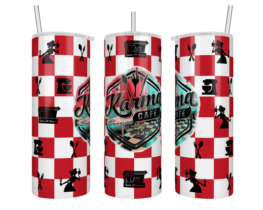 20 oz Skinny Red Karma Cafe Sublimation Tumbler
