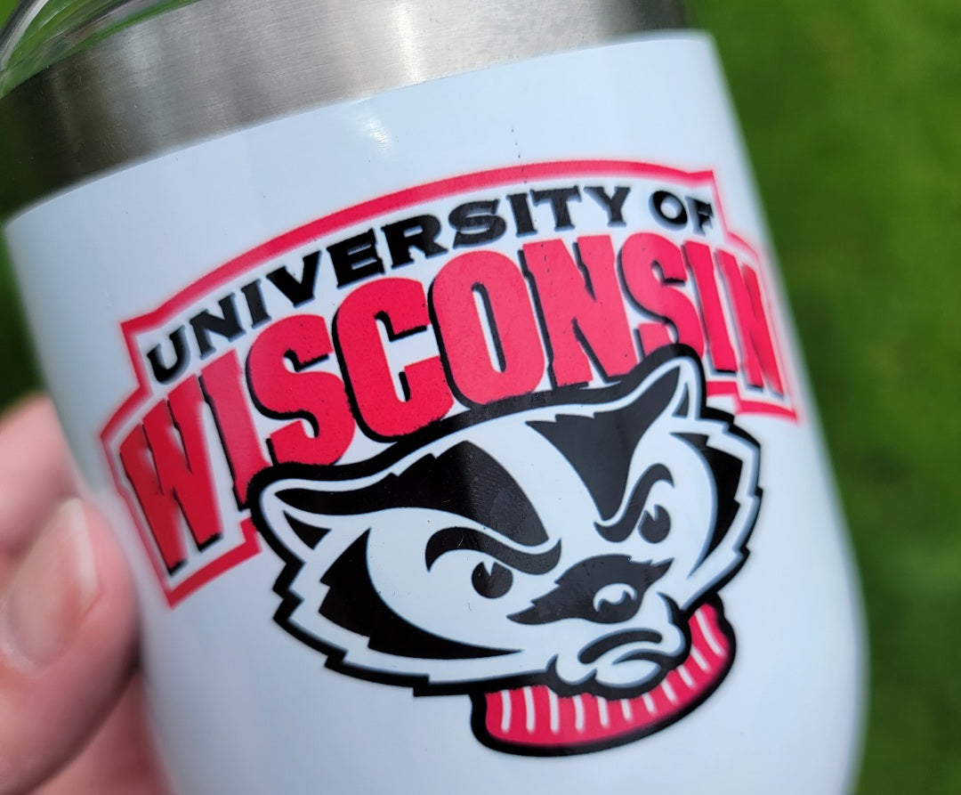 12 oz Sublimation Wine Tumbler University of Wisconsin - Imperfect
