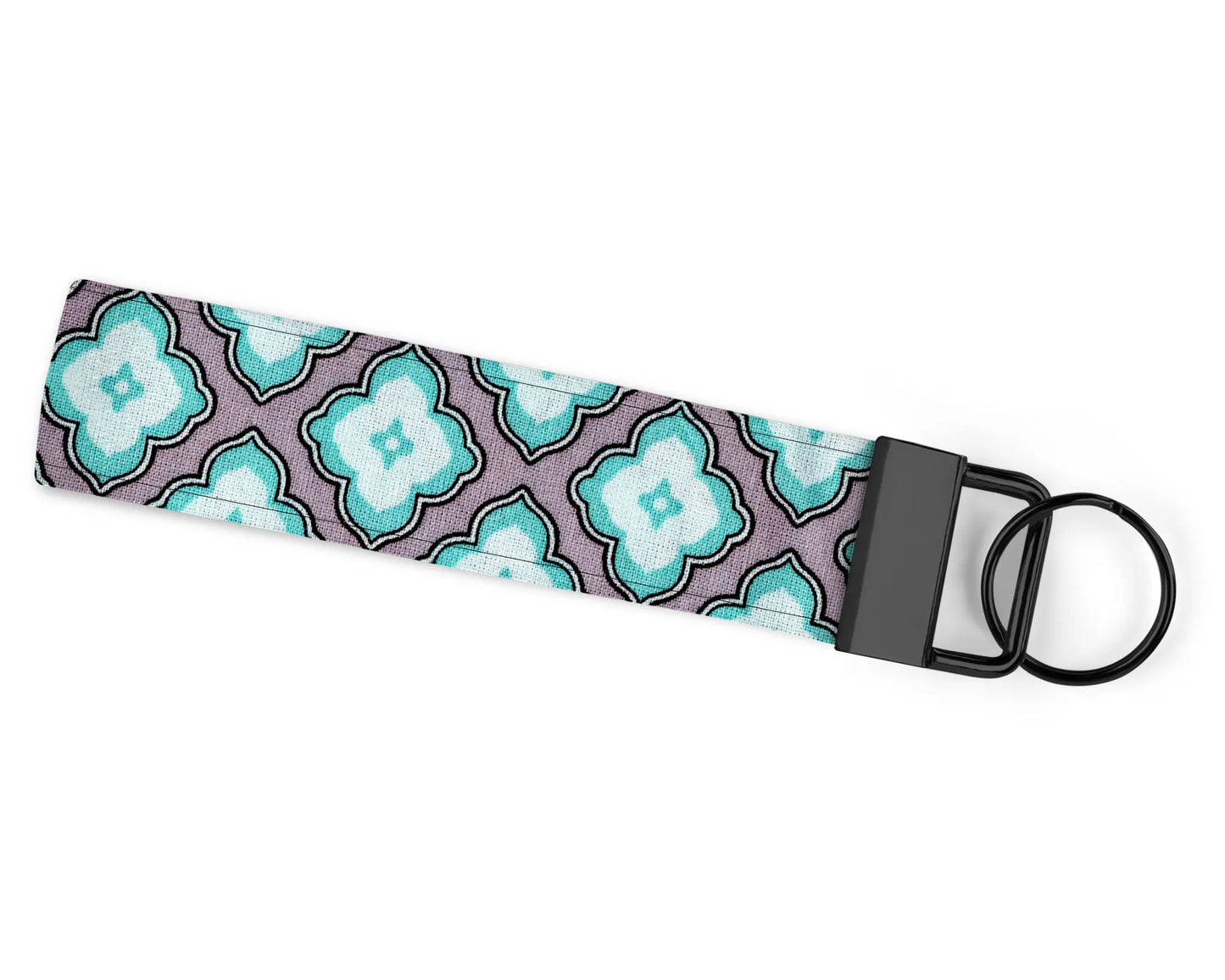 Teal & Grey Clover Pattern Wristlet