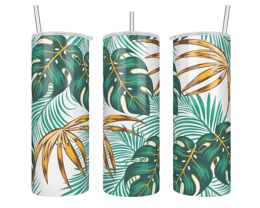 20 oz Tropical Monstera Leaves Sublimation Tumbler