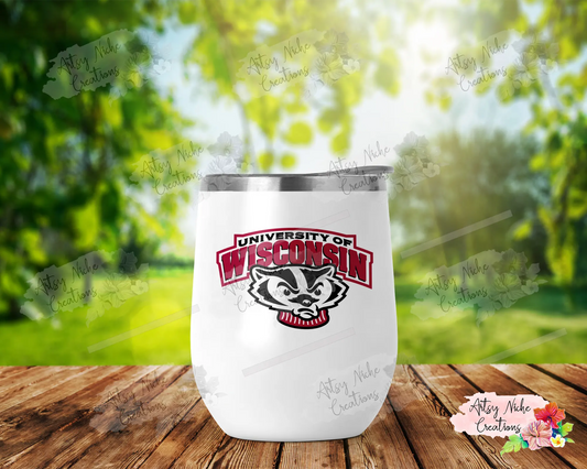 12 oz Sublimation Wine Tumbler University of Wisconsin - Imperfect