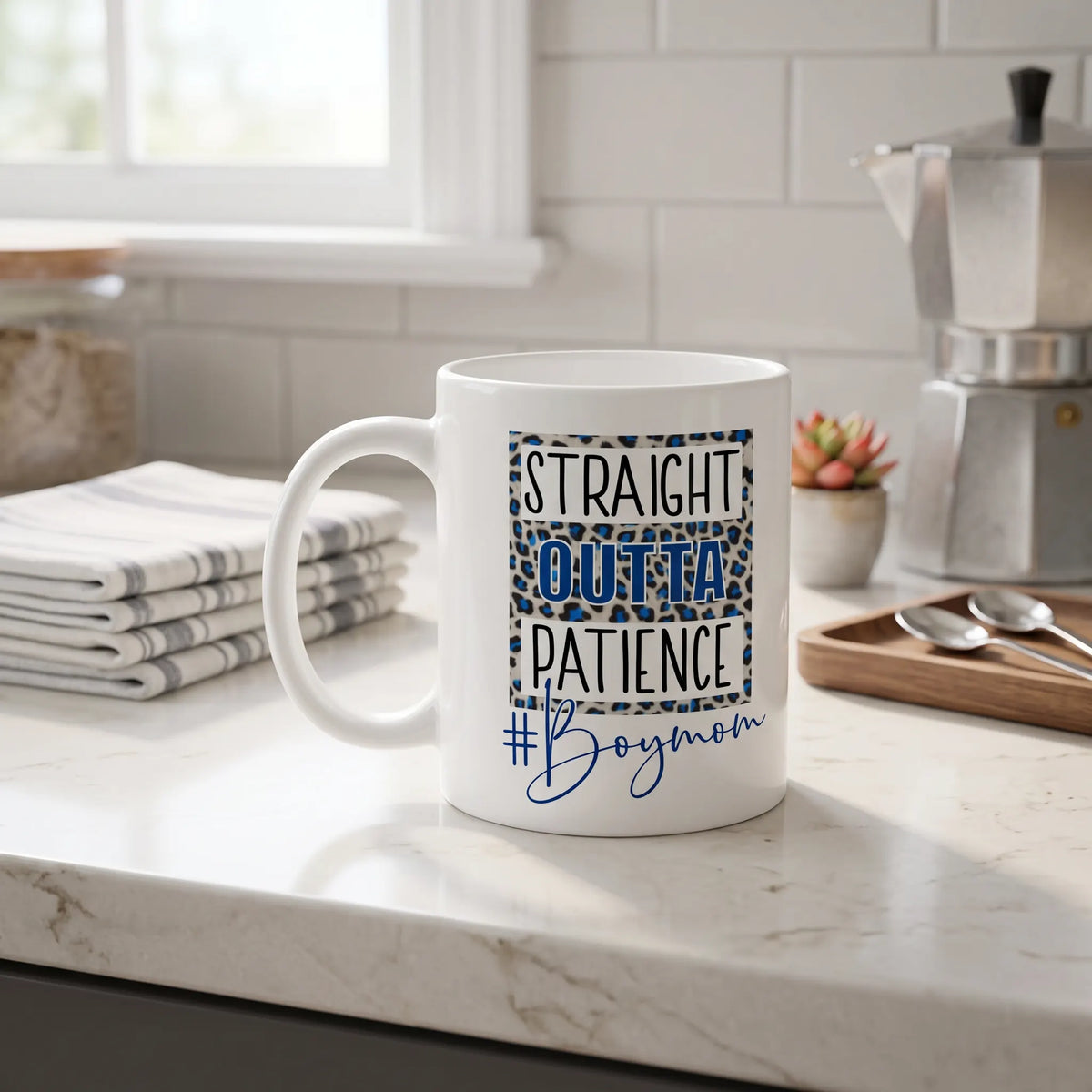 Straight Outta Patience Boy Mom Coffee Mug