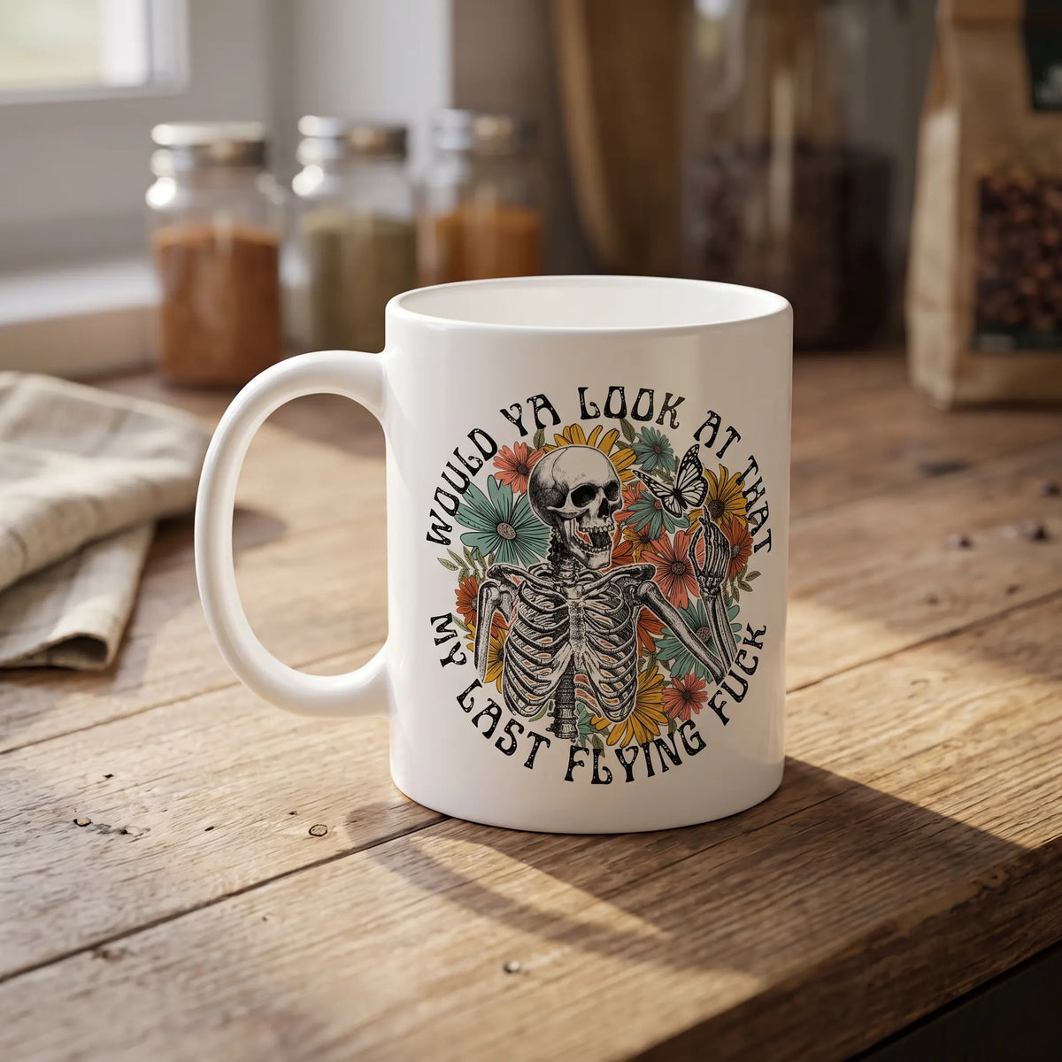 My Last Flying Fuck Floral Skeleton Coffee Mug