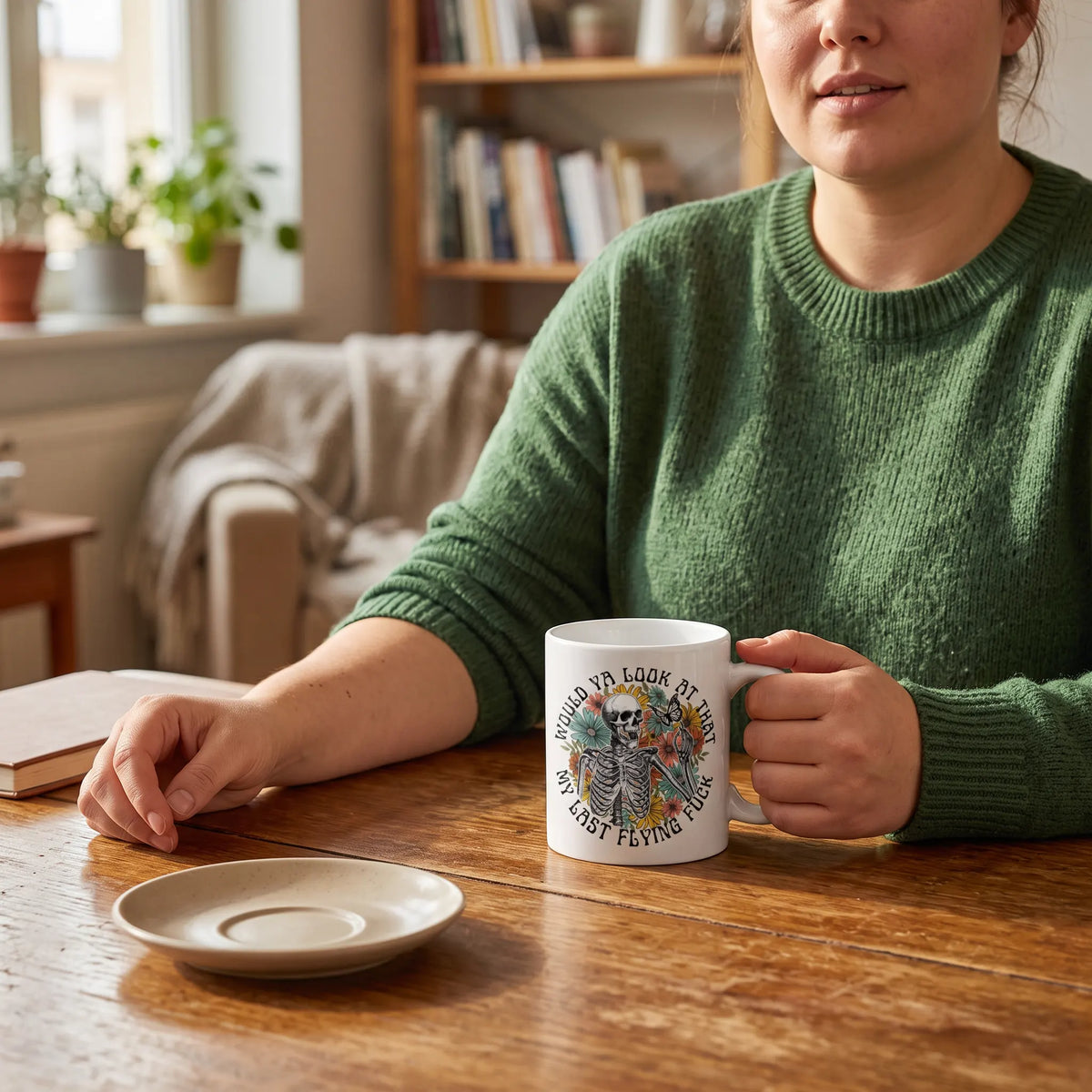 My Last Flying Fuck Floral Skeleton Coffee Mug