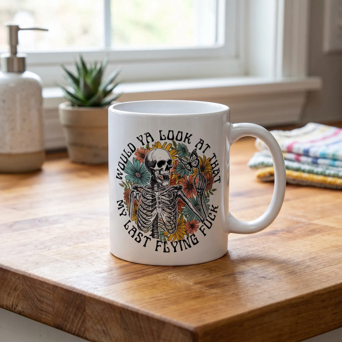 My Last Flying Fuck Floral Skeleton Coffee Mug