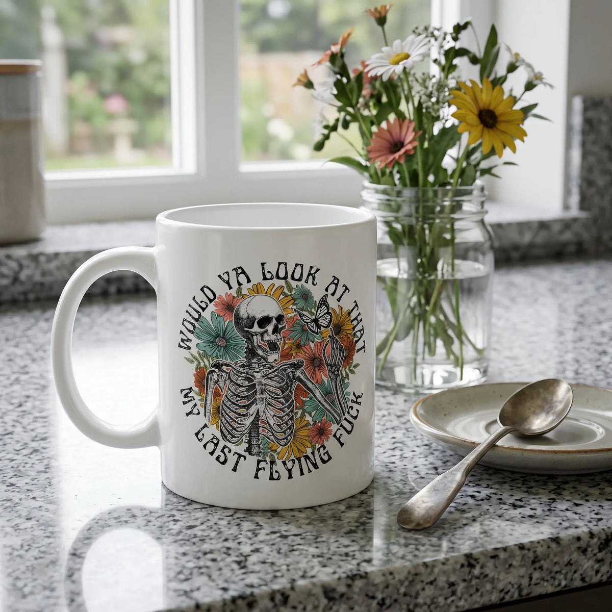 My Last Flying Fuck Floral Skeleton Coffee Mug