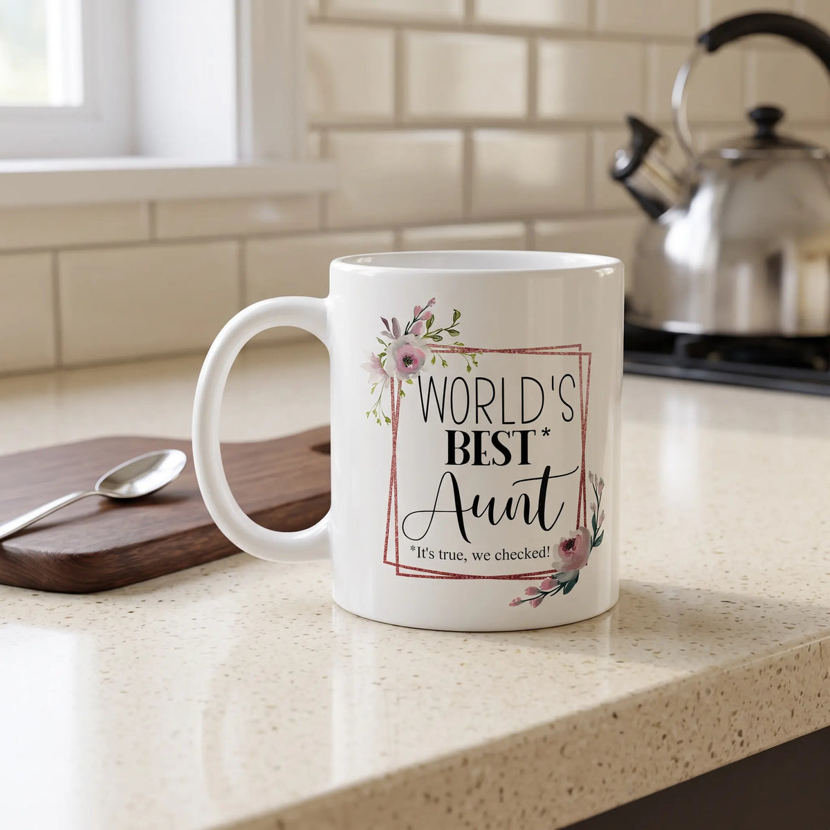 World's Best Aunt Floral Rose Coffee Mug