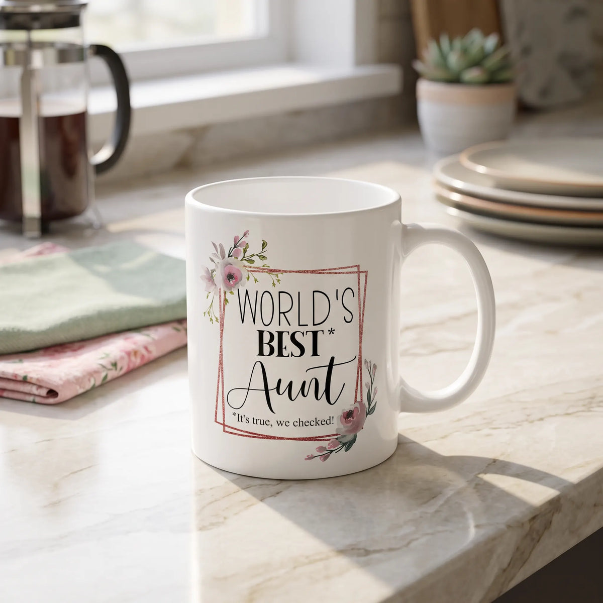 World's Best Aunt Floral Rose Coffee Mug